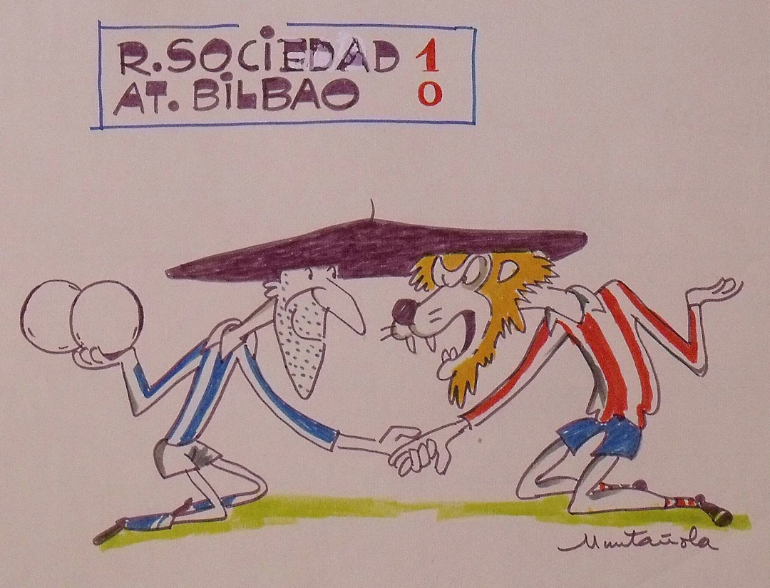 Joaquim Muntañola. “Real Sociedad 1 Bilbao 0” marker drawing. Hand