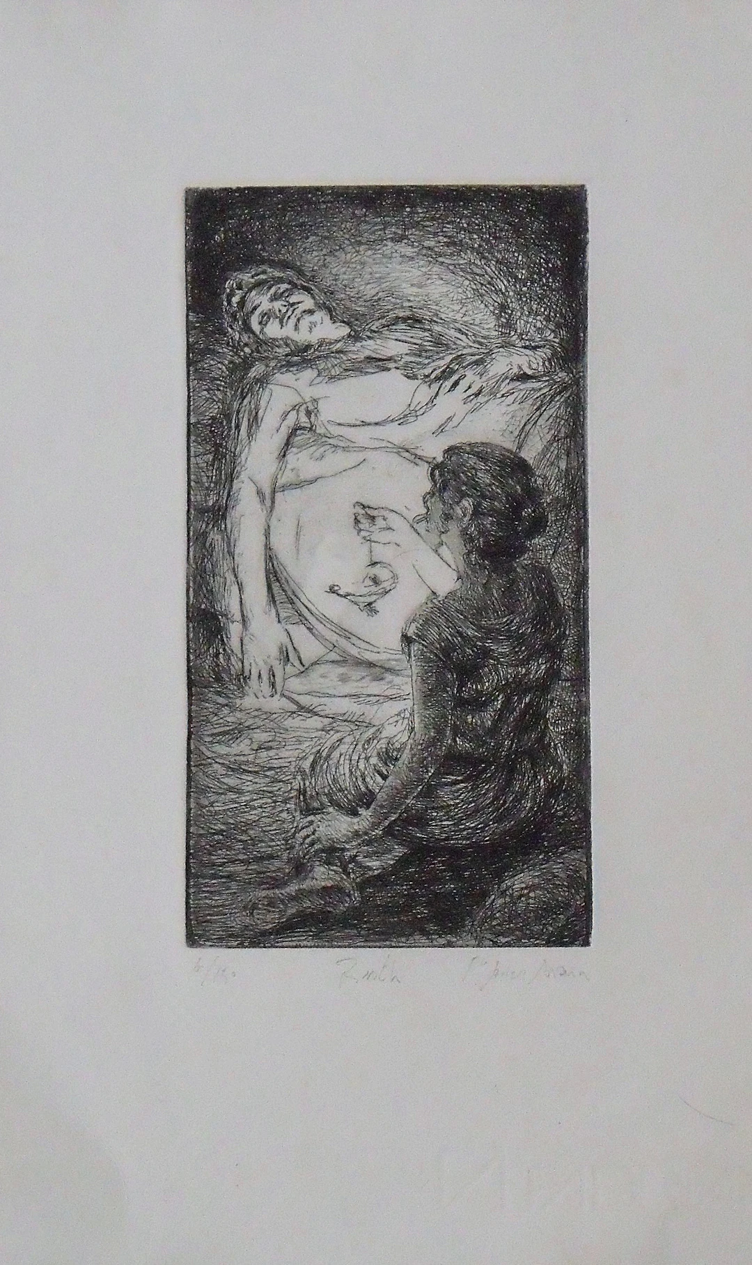 Javier Marín. Engraving on Fabrian paper. "Ruth". Hand signed. Numbered