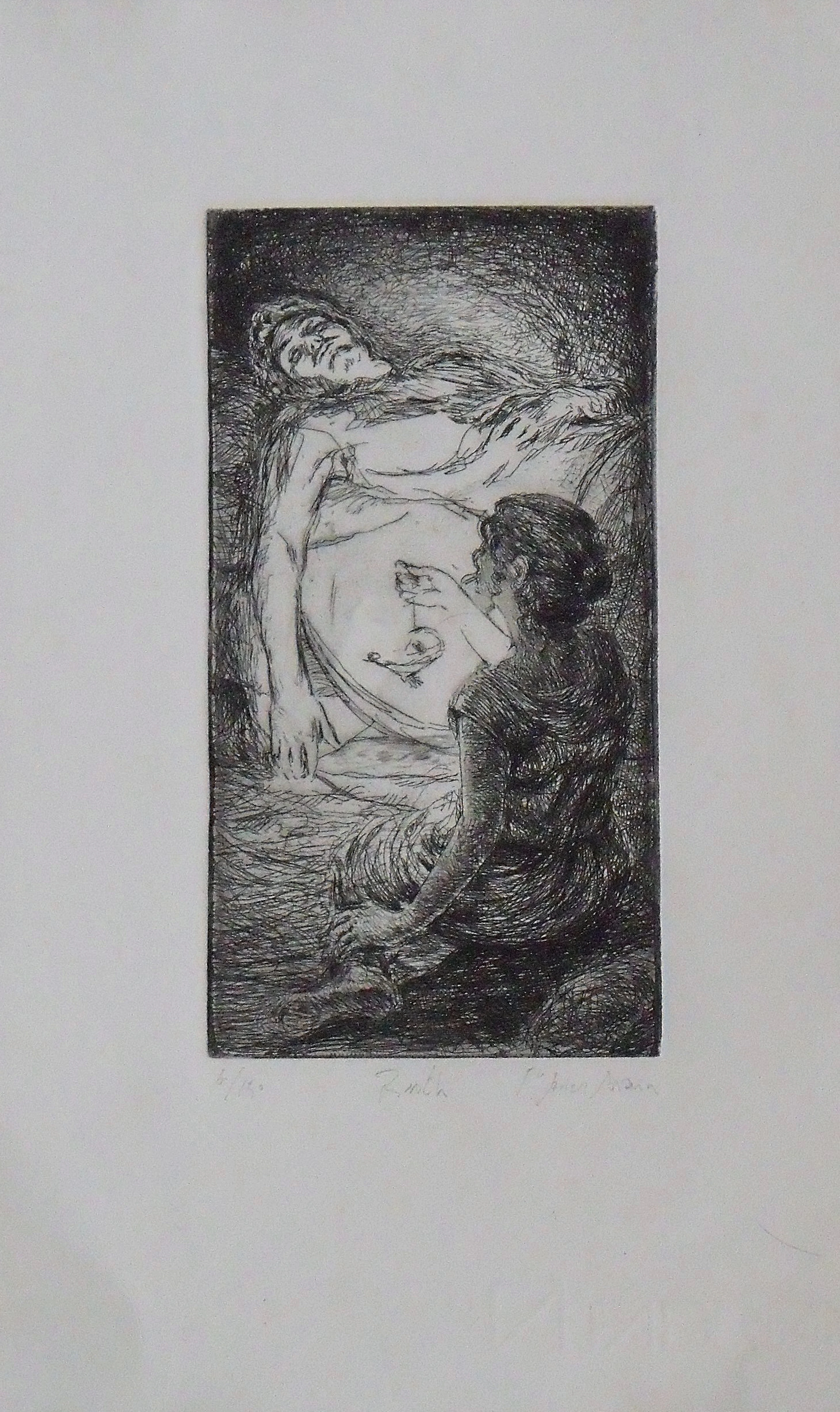 Javier Marín. Engraving on Fabrian paper. "Ruth". Hand signed. Numbered