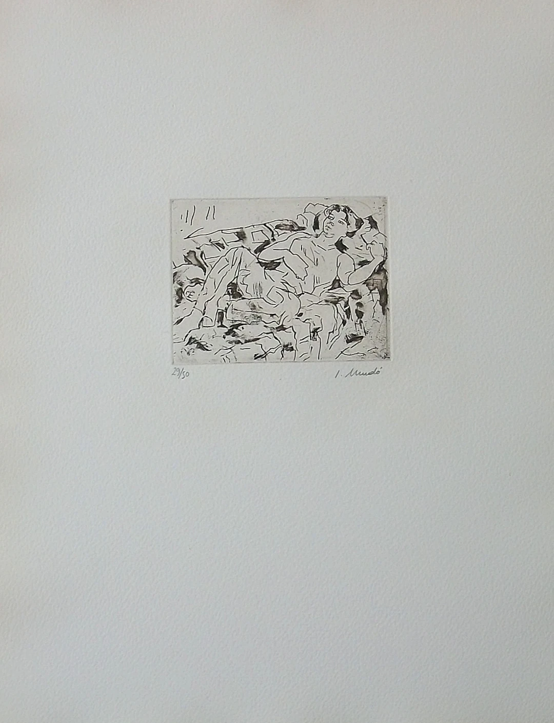 Ignasi Mundó. Etching "Reclining Woman". Hand-signed. Numbered 29/50.