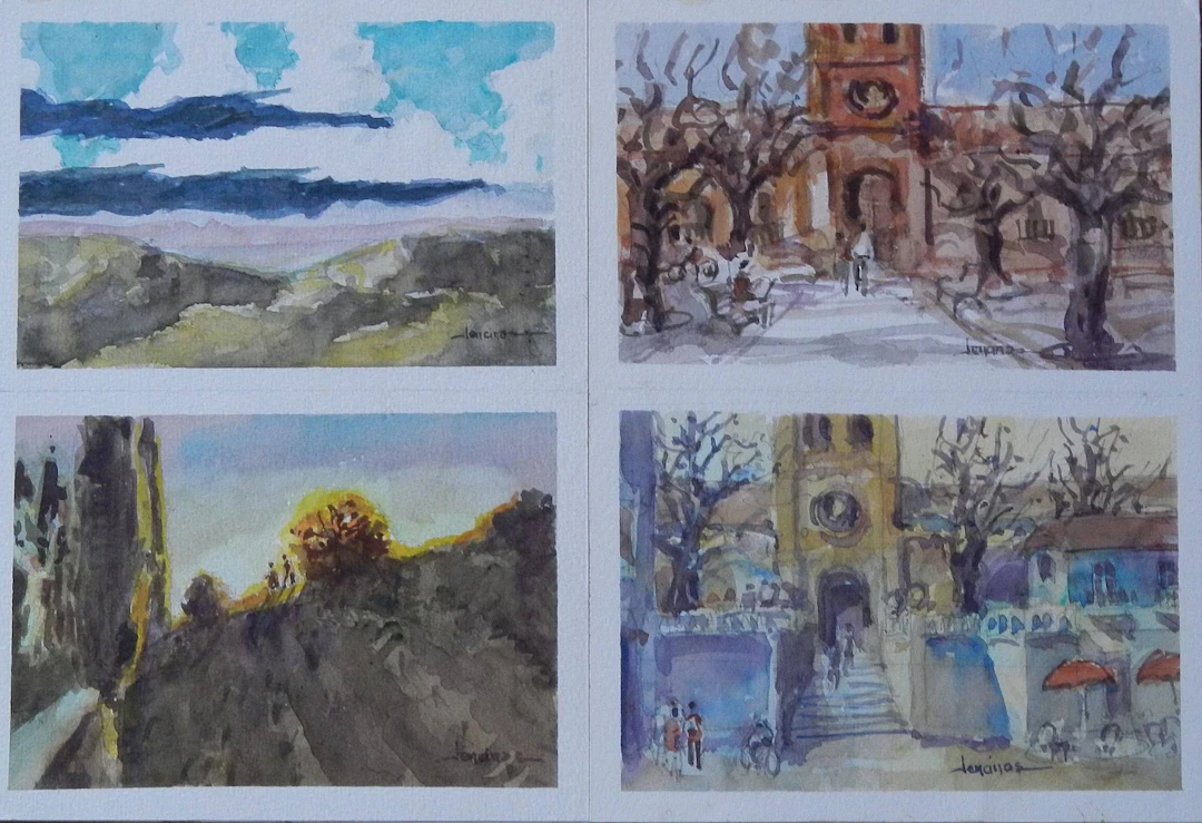 Carlos Enrique Lencinas Gómez. Watercolor on paper. “Four scenes