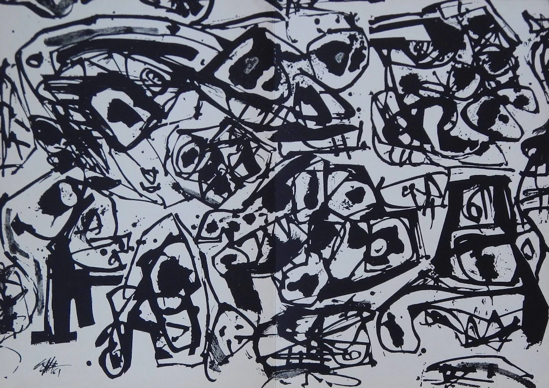 Antonio Saura. Pochoir. 1961. Post Office of the Arts. 32. Unpaginated.
