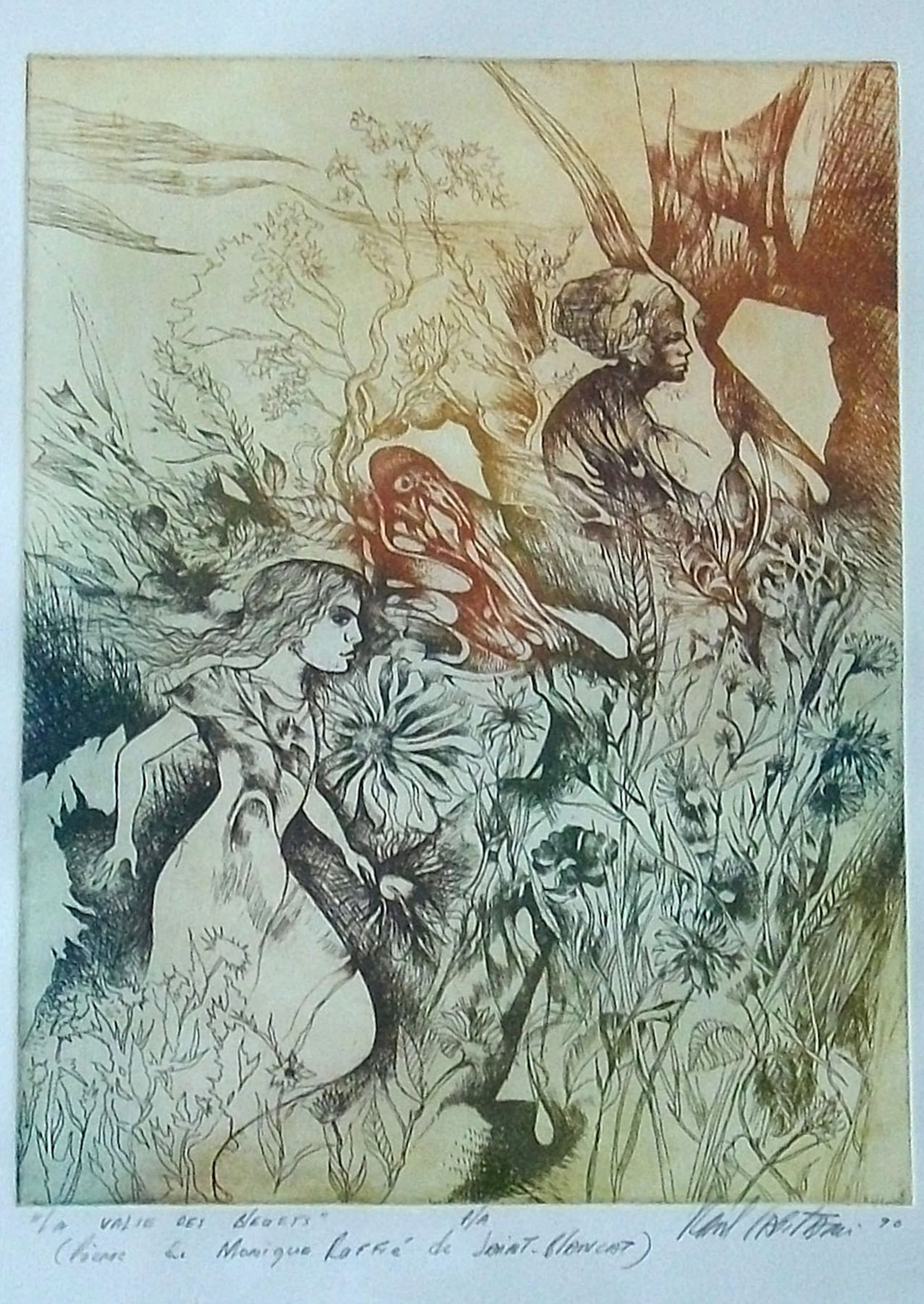 Raul Capitani. Etching "La Valse des Bleuets". Hand-signed. 1990.