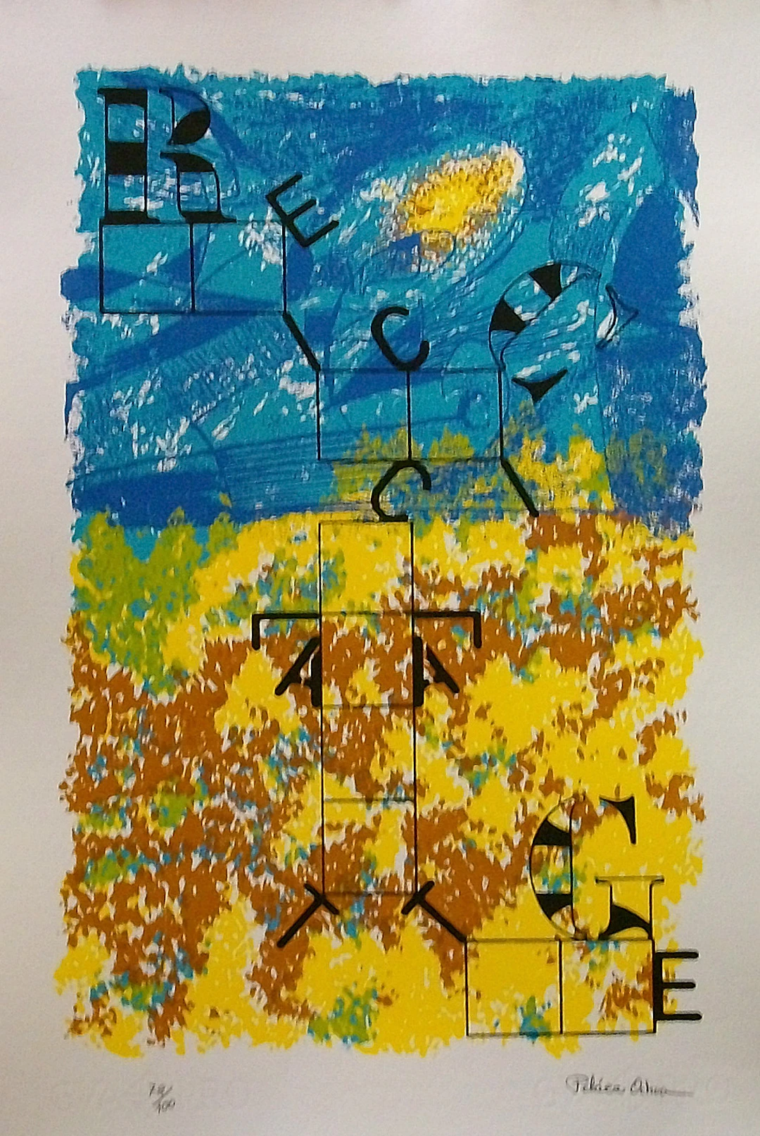 José Antonio Peláez Ochoa. Serigraph "Reciclatge". "Recycling". Hand-signed.