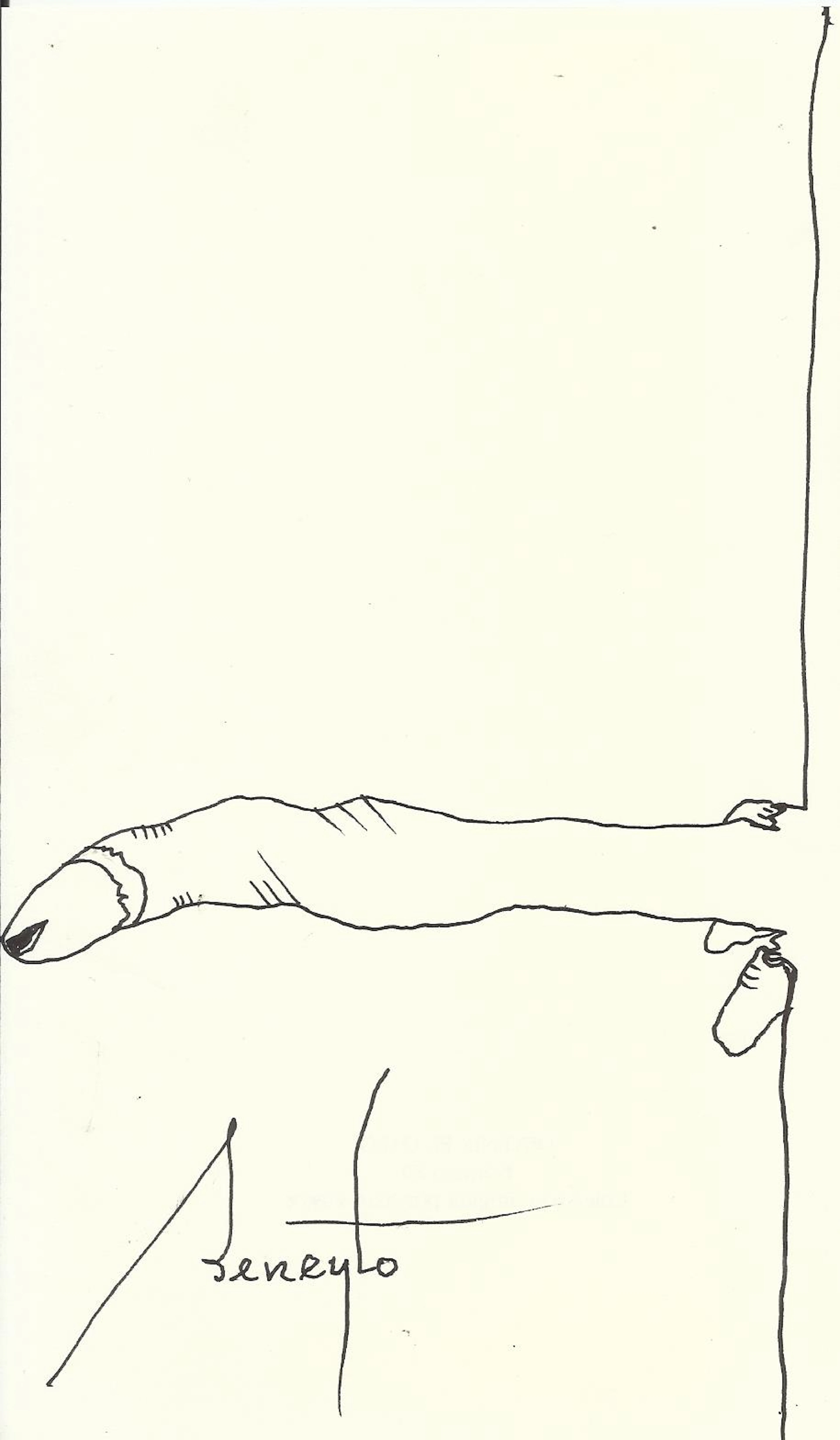 Antonio Beneyto. Ink drawing on paper. Surrealism. "Penis". Hand-signed.