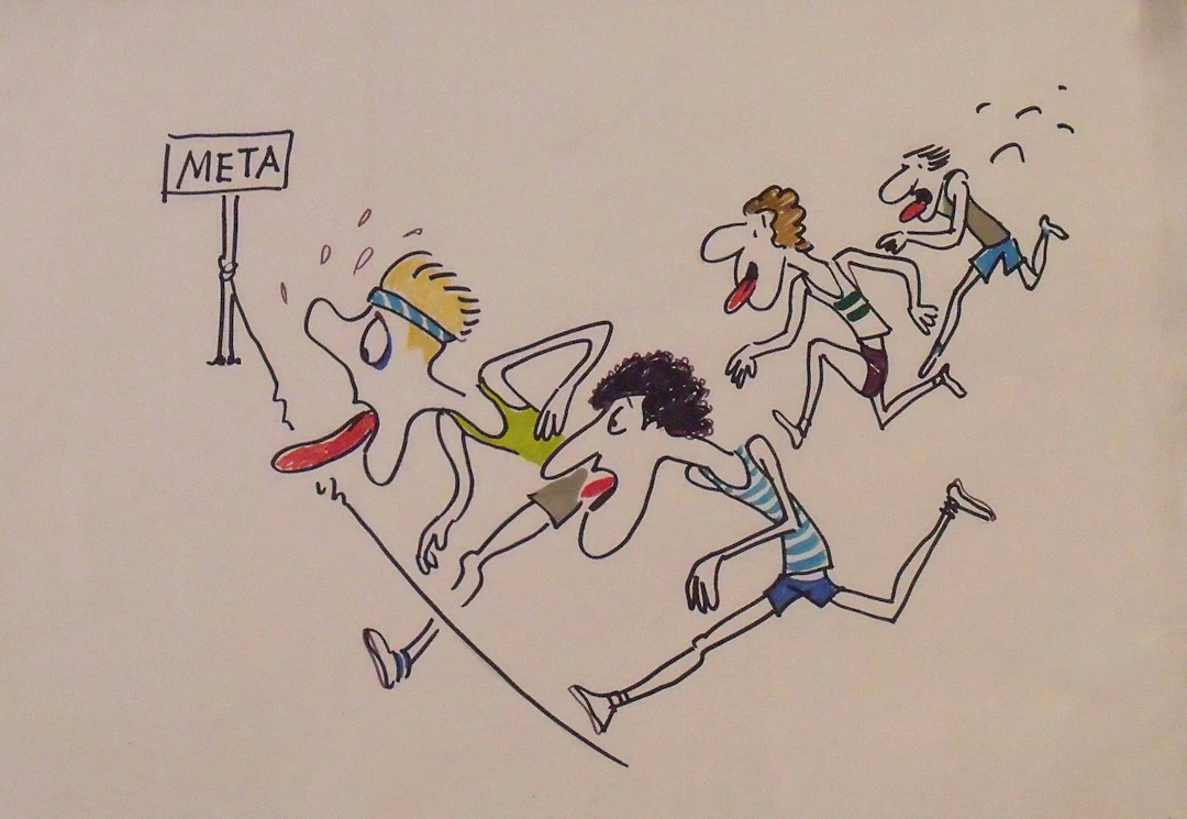 Joaquim Muntañola. Marker drawing "Finish Line". Unsigned. Athletics.