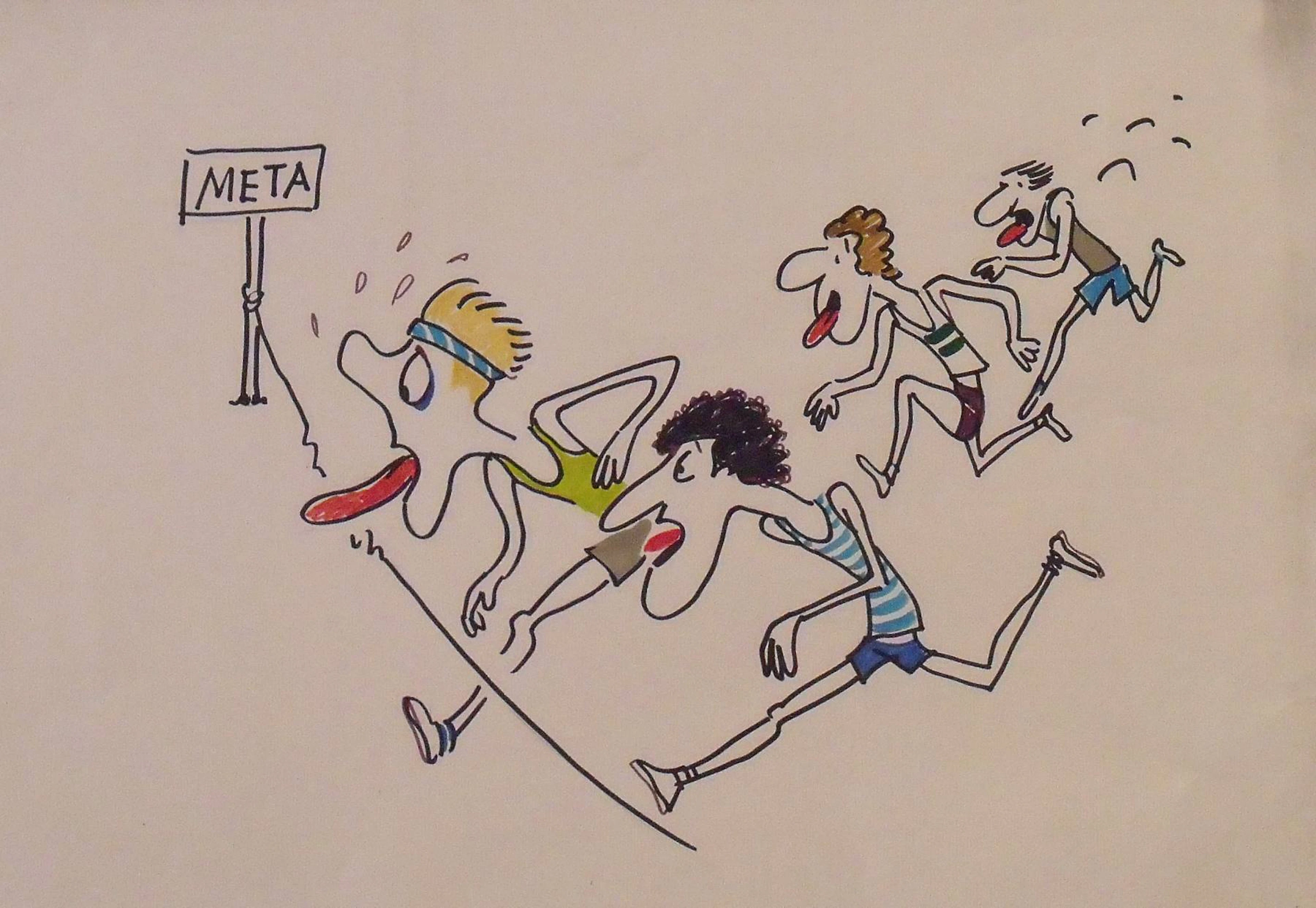 Joaquim Muntañola. Marker drawing "Finish Line". Unsigned. Athletics.