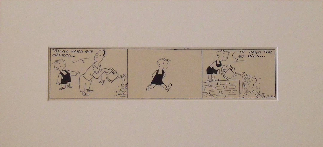 Joaquim Muntañola. Ink drawing "Irrigation". Hand signed. Vignette