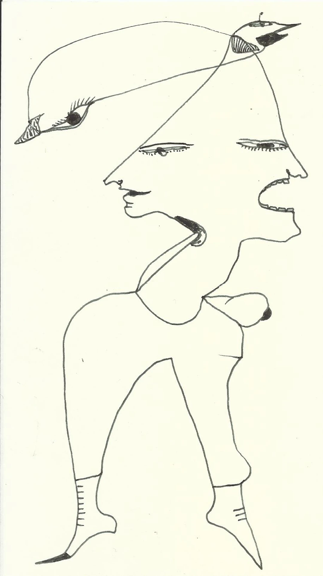 Antonio Beneyto. Ink drawing on paper. Surrealism. Unsigned. 21 x 12.5 cm.