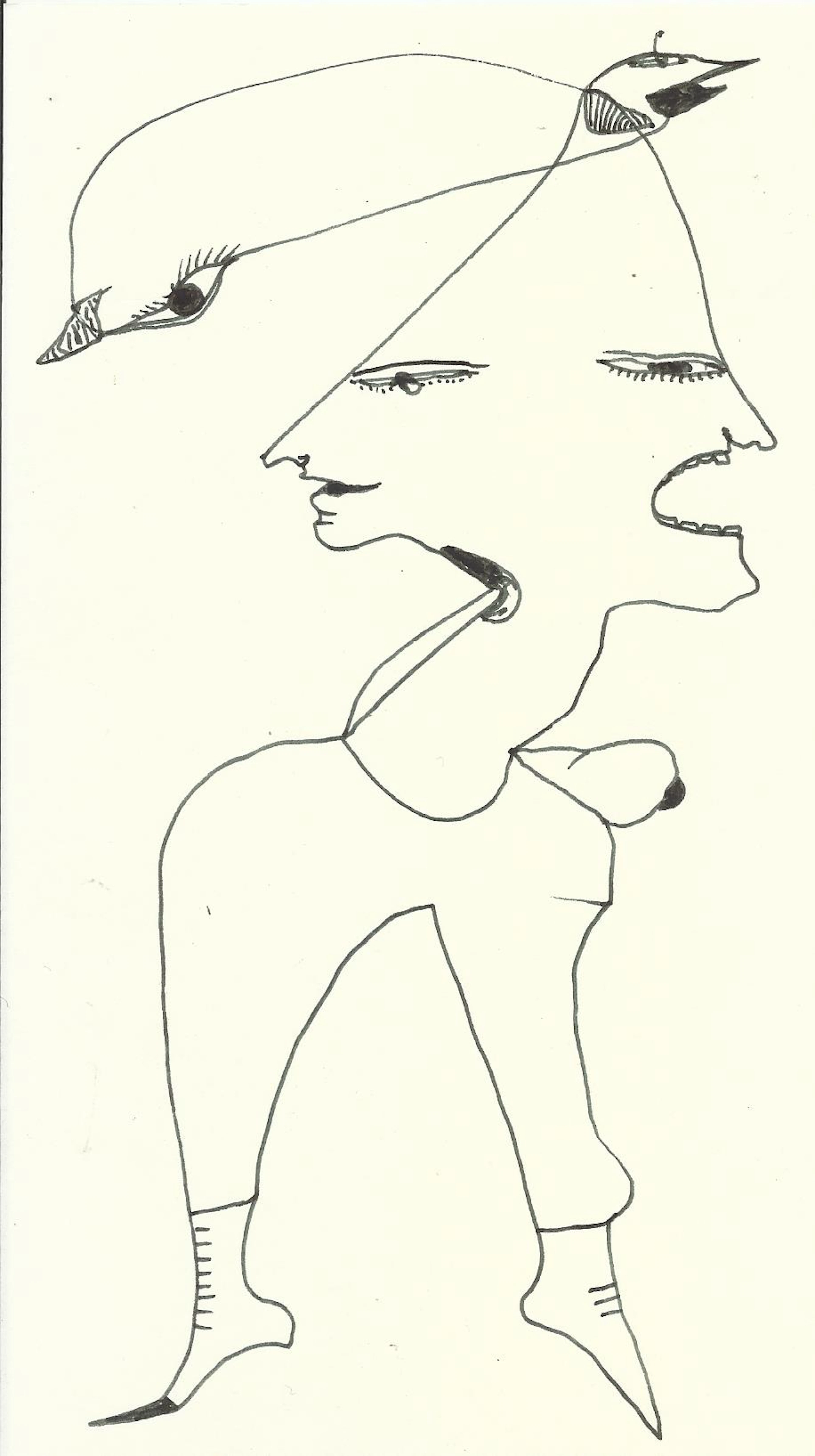 Antonio Beneyto. Ink drawing on paper. Surrealism. Unsigned. 21 x 12.5 cm.