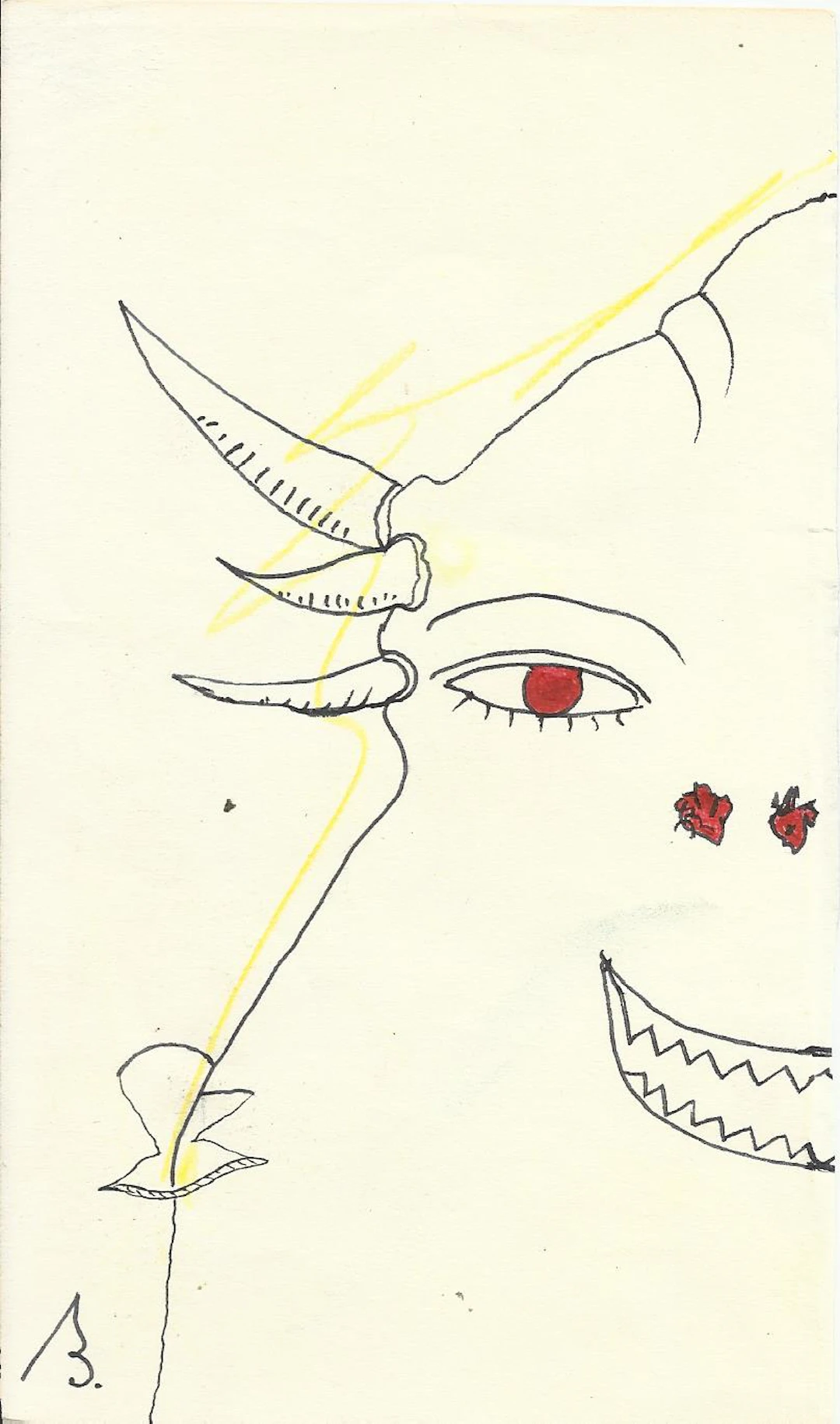 Antonio Beneyto. Ink and colored drawing on paper. Surrealism. Hand-signed