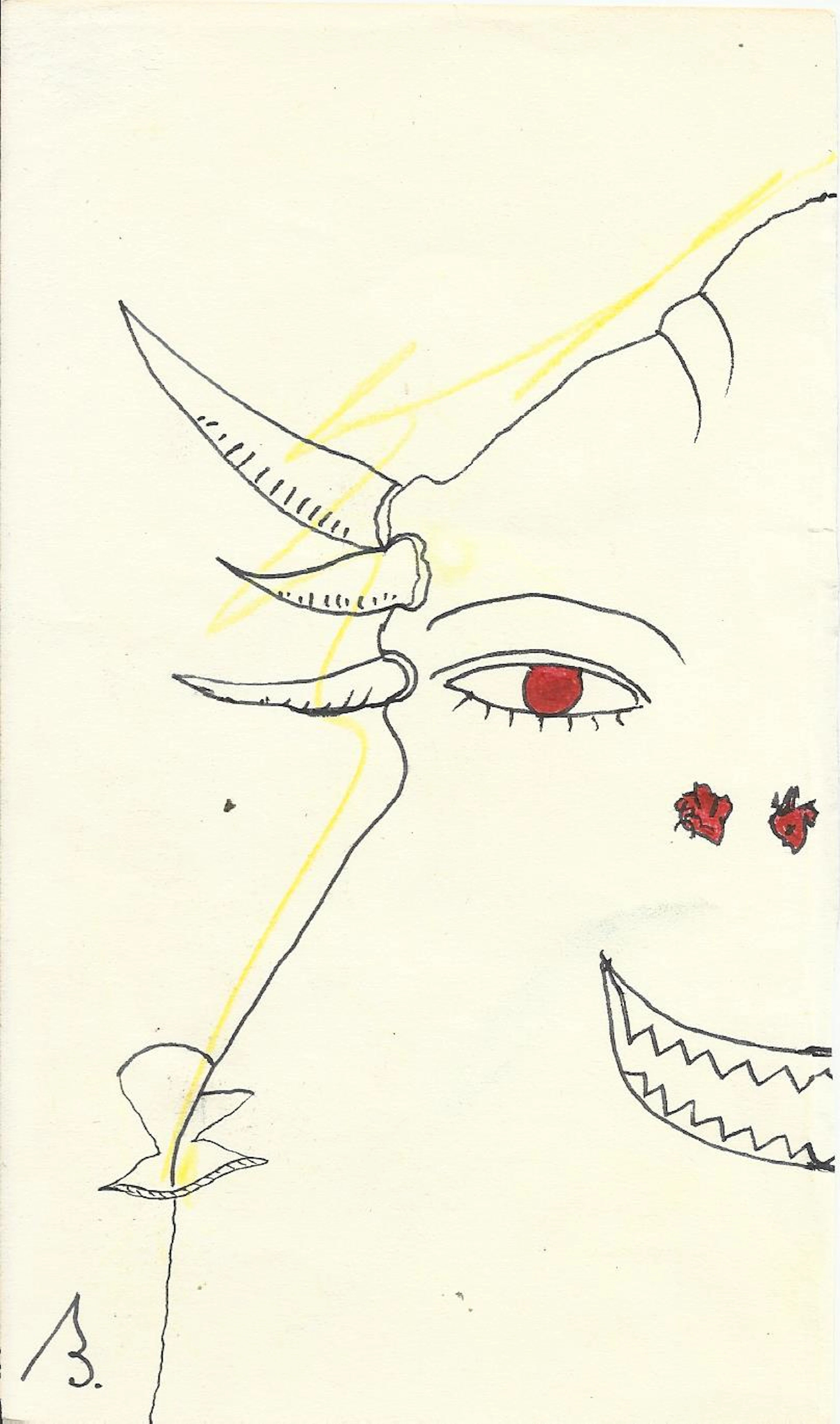 Antonio Beneyto. Ink and colored drawing on paper. Surrealism. Hand-signed