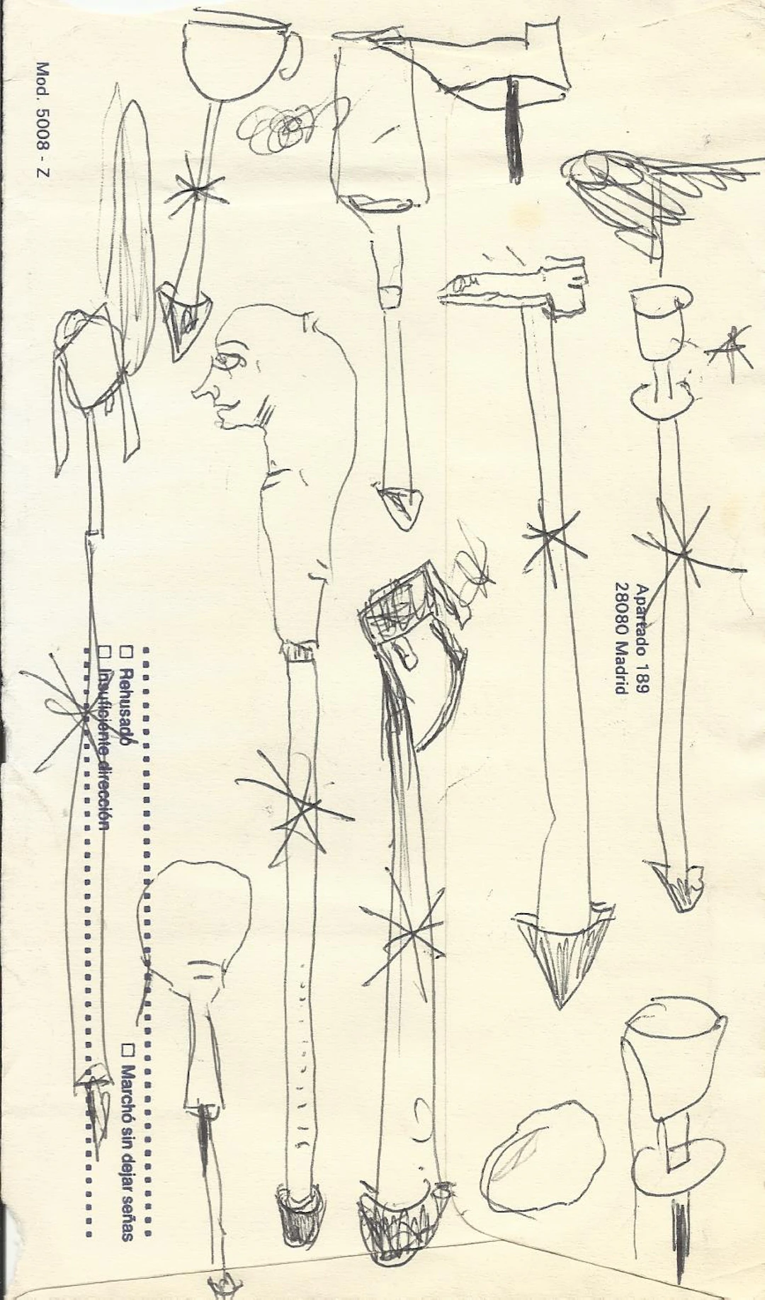 Antonio Beneyto. Ink drawing on paper. Surrealism. Unsigned. 19x11cm.