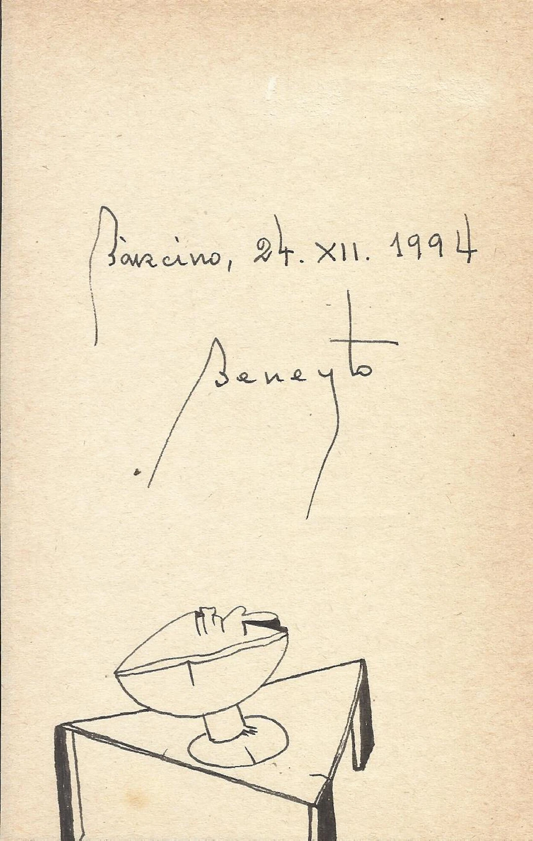 Antonio Beneyto. Ink drawing on paper. Surrealism. Hand signed. 1994.