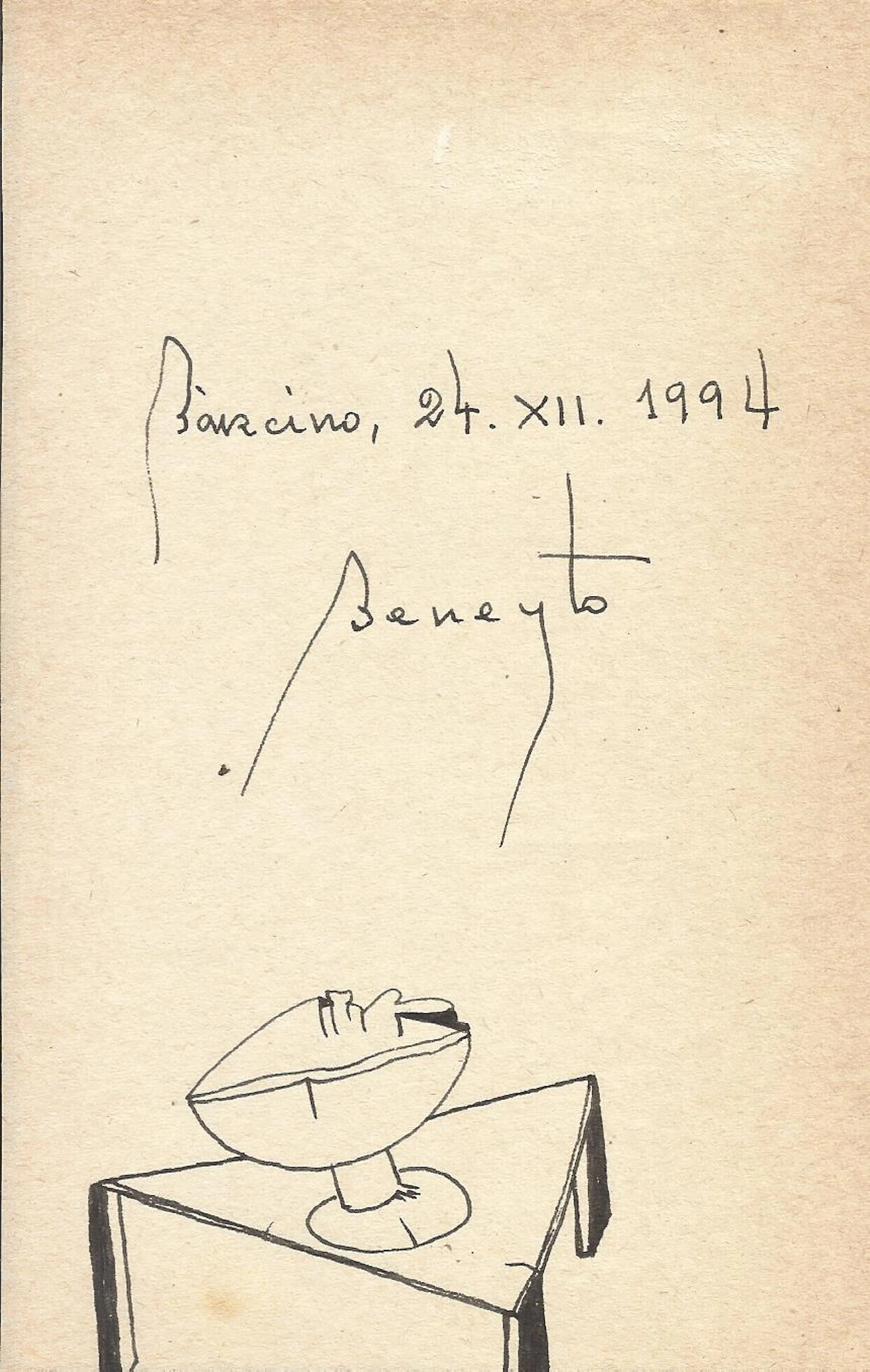 Antonio Beneyto. Ink drawing on paper. Surrealism. Hand signed. 1994.