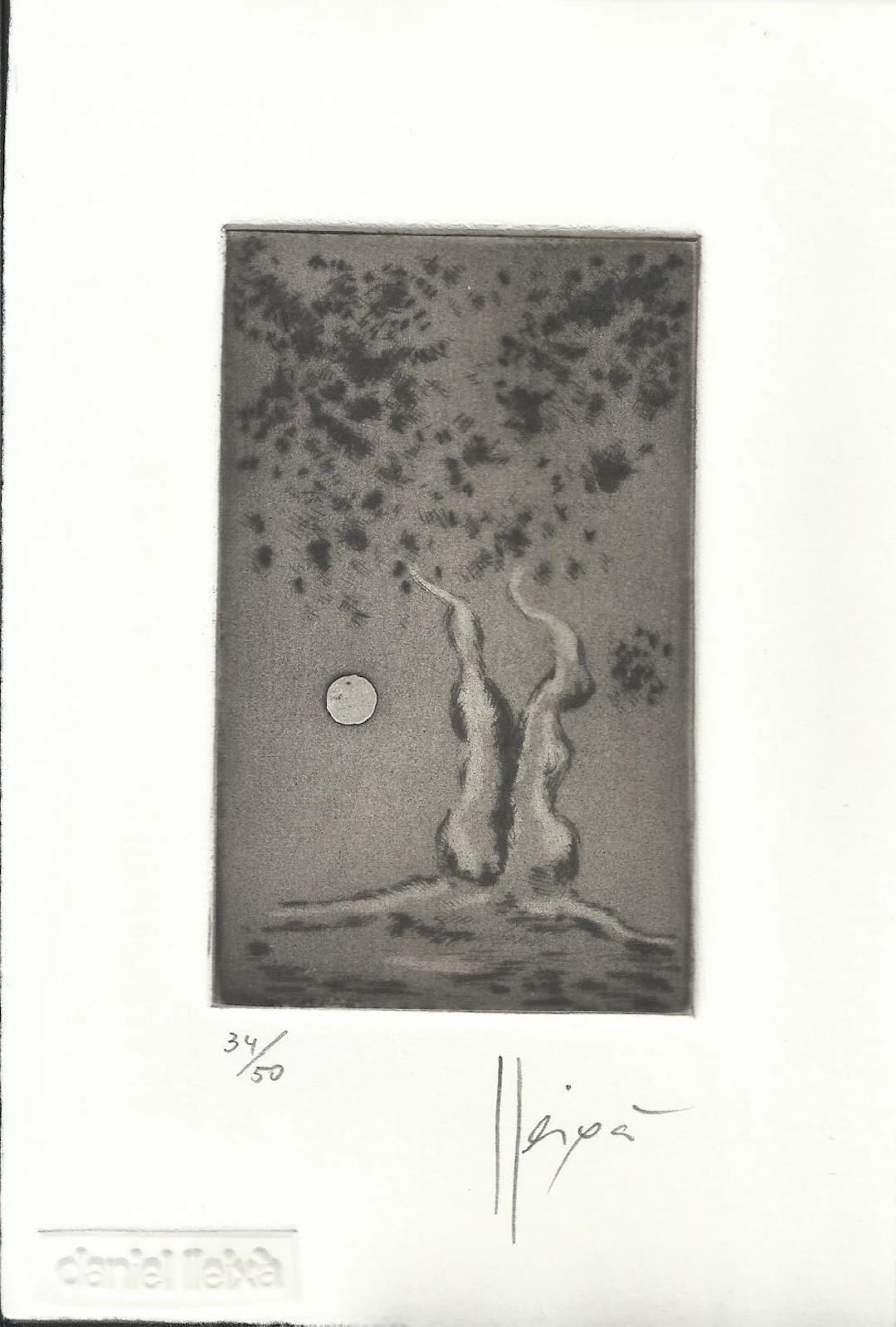 Daniel Lleixà. Aquatint engraving. "Elogi del viure". "Praise of living".