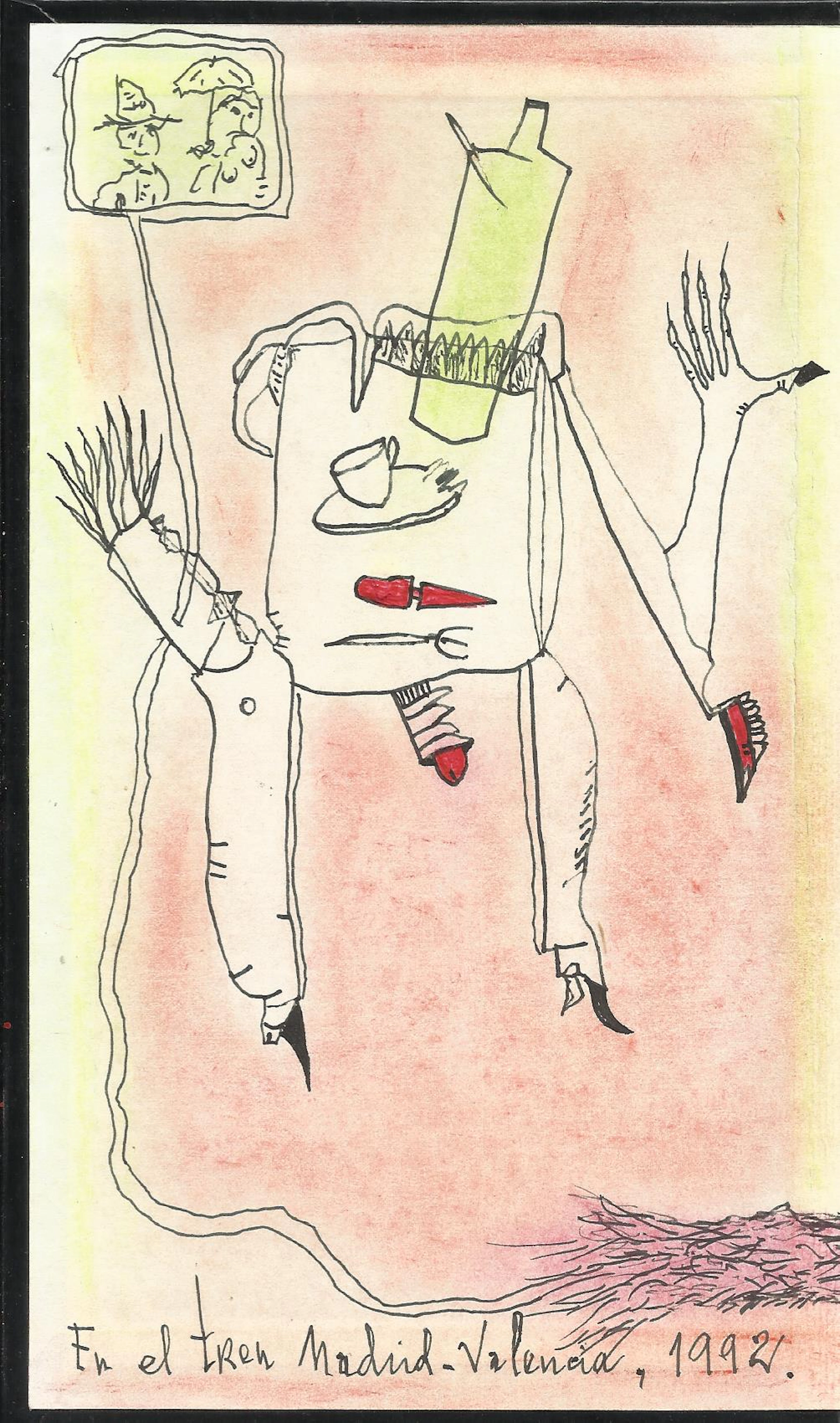 Antonio Beneyto. Ink and color drawing on paper "Surrealism". Unsigned.