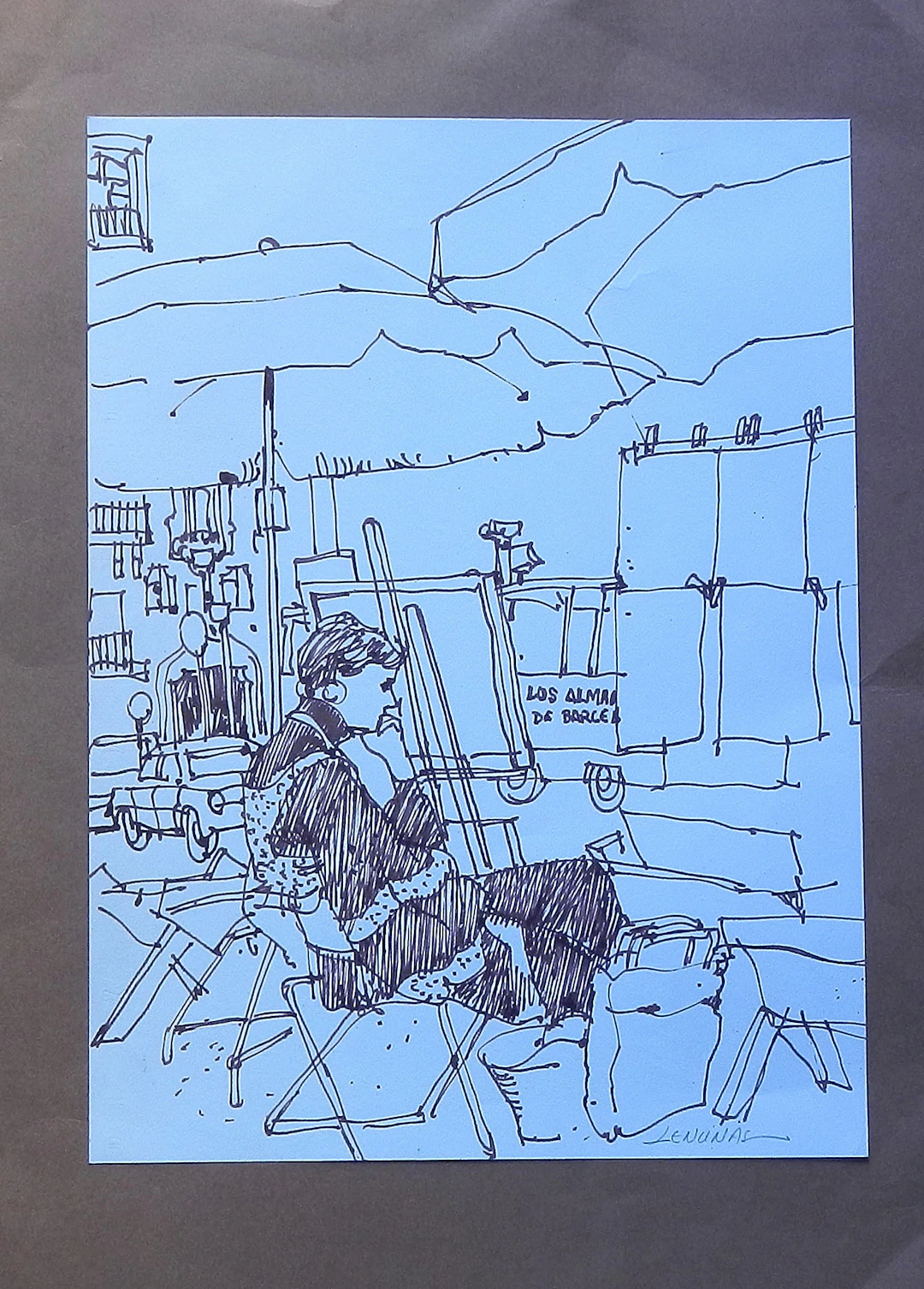 Carlos Enrique Lencinas Gómez. Ink on paper. “Painter from Barcelona”.