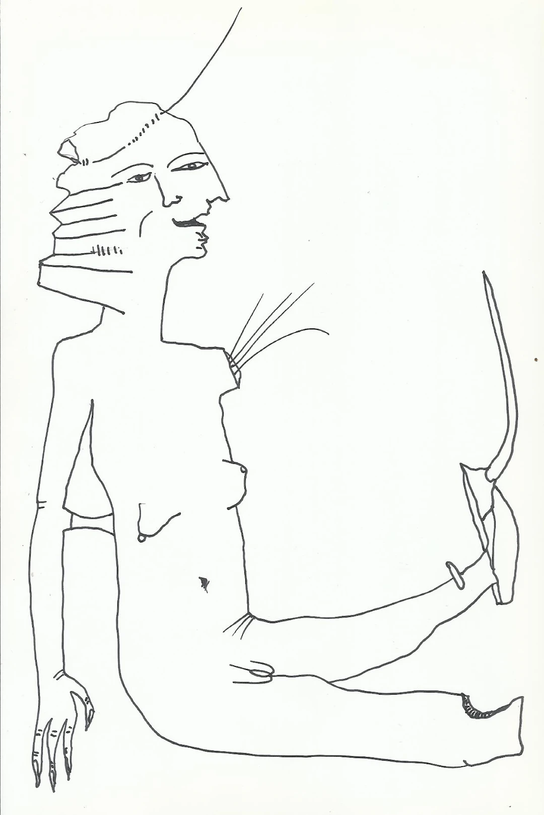 Antonio Beneyto. Ink drawing on paper. “Surrealist figure”. Unsigned.