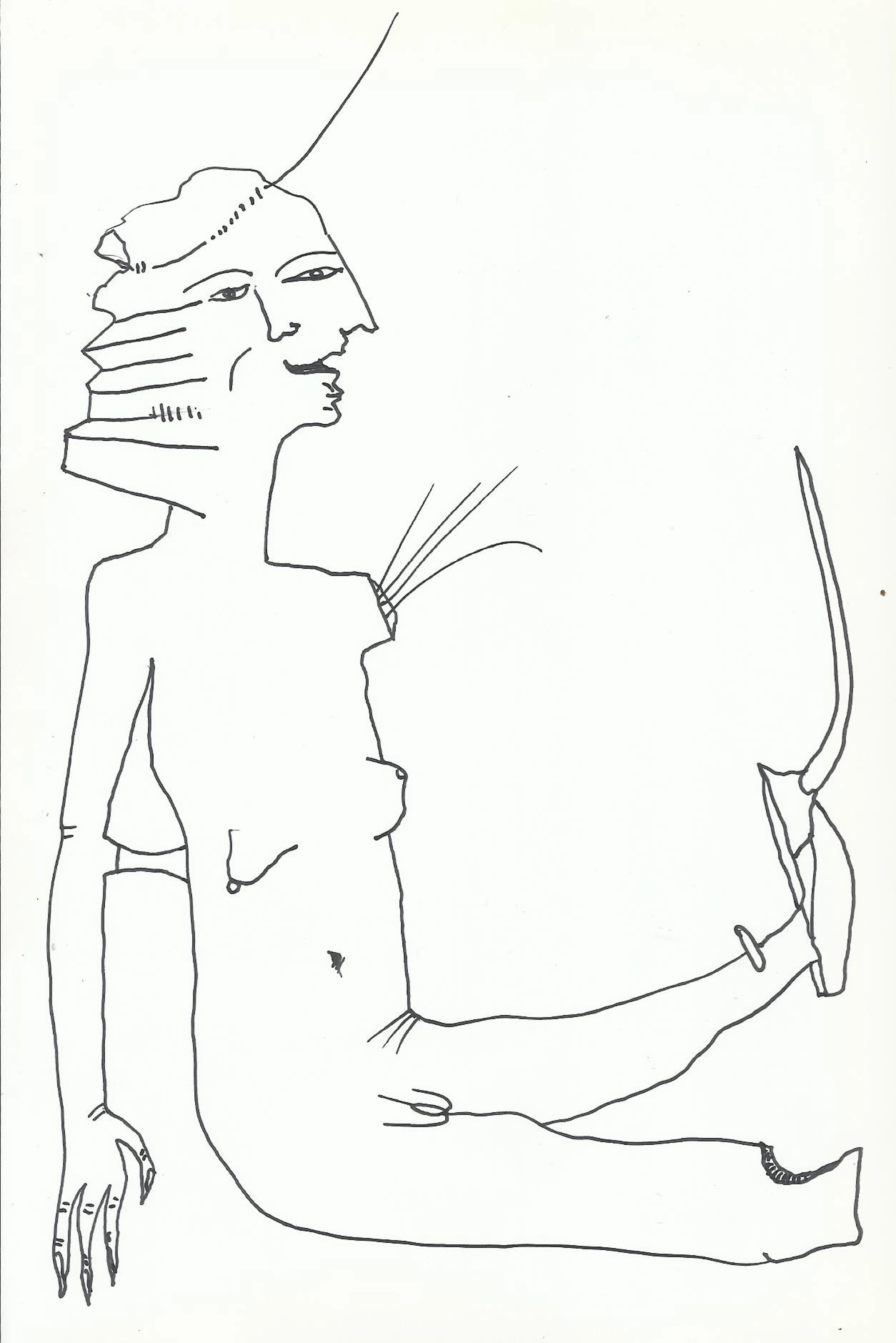Antonio Beneyto. Ink drawing on paper. “Surrealist figure”. Unsigned.