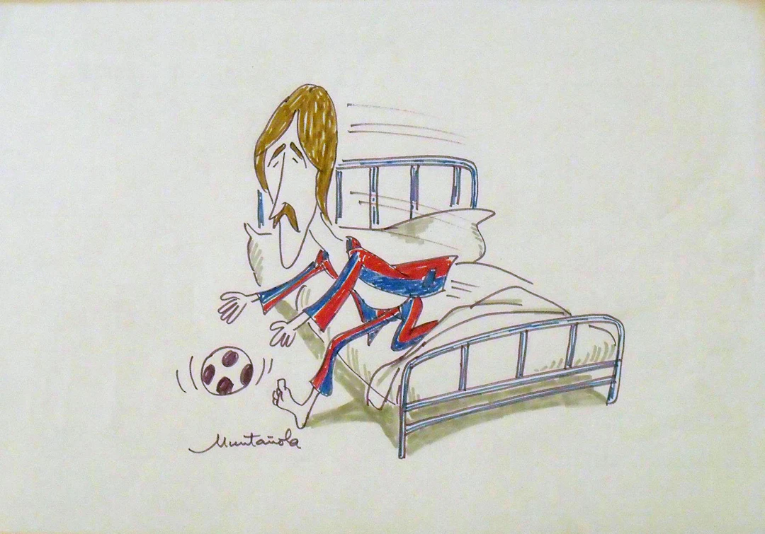 Joaquim Muntañola. Marker drawing “FC Barcelona player”. Hand signed.