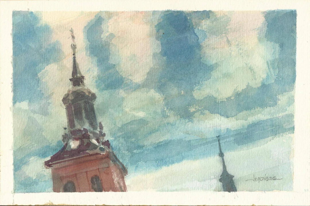 Carlos Enrique Lencinas Gómez. Watercolor on paper. “Church. Navalcarnero.