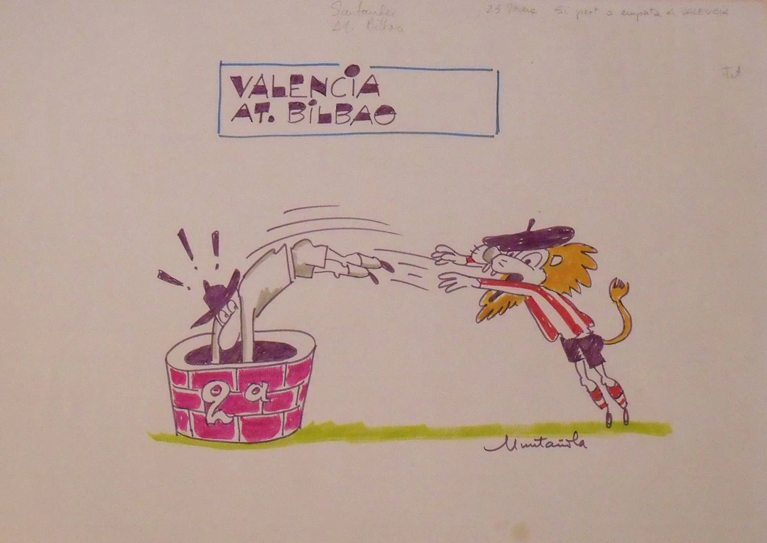 Joaquim Muntañola. “Valencia Bilbao” marker drawing. Hand signed.
