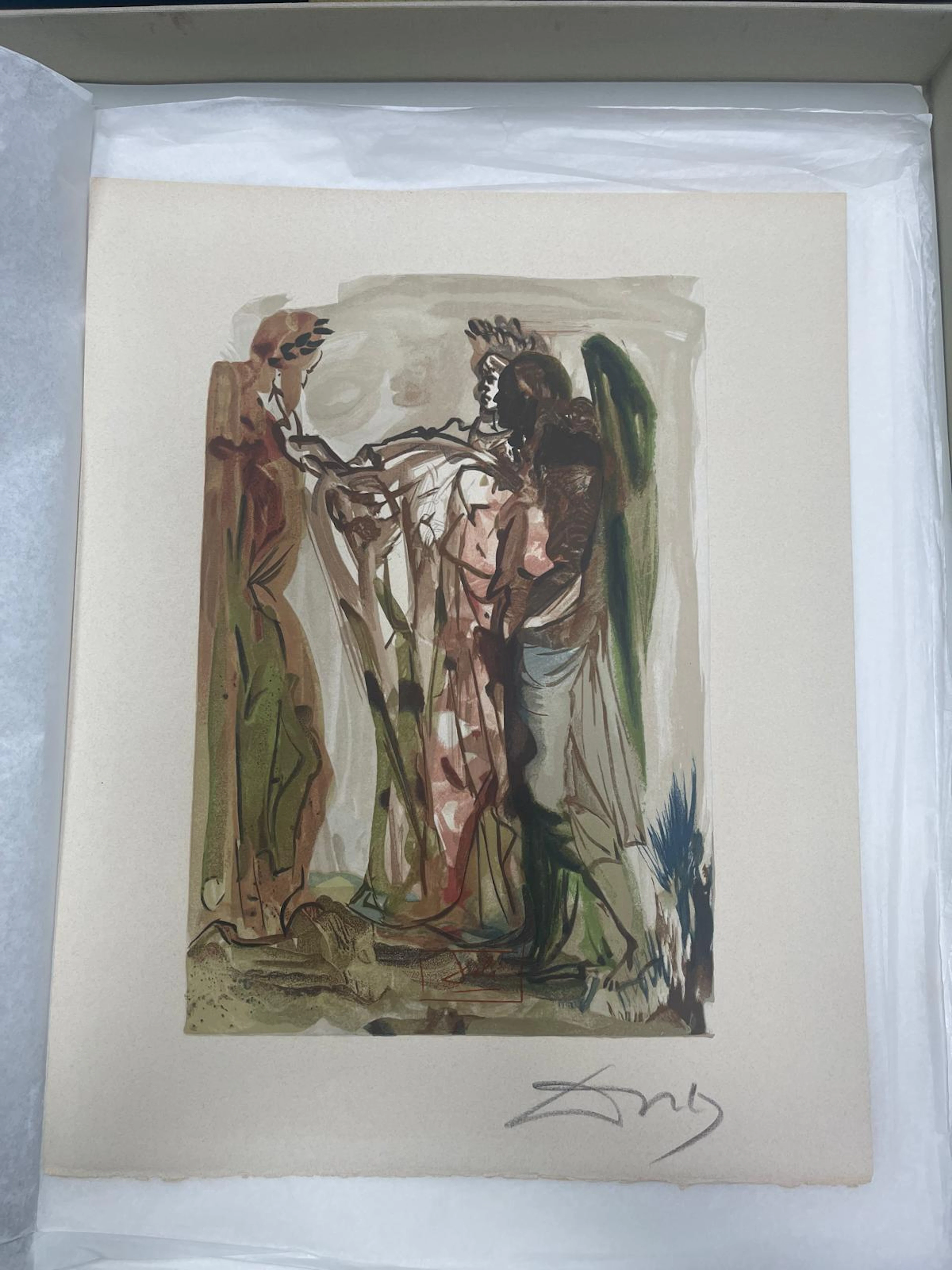 Salvador Dalí - Purgatory 29 - Virgil, Dante and the angel