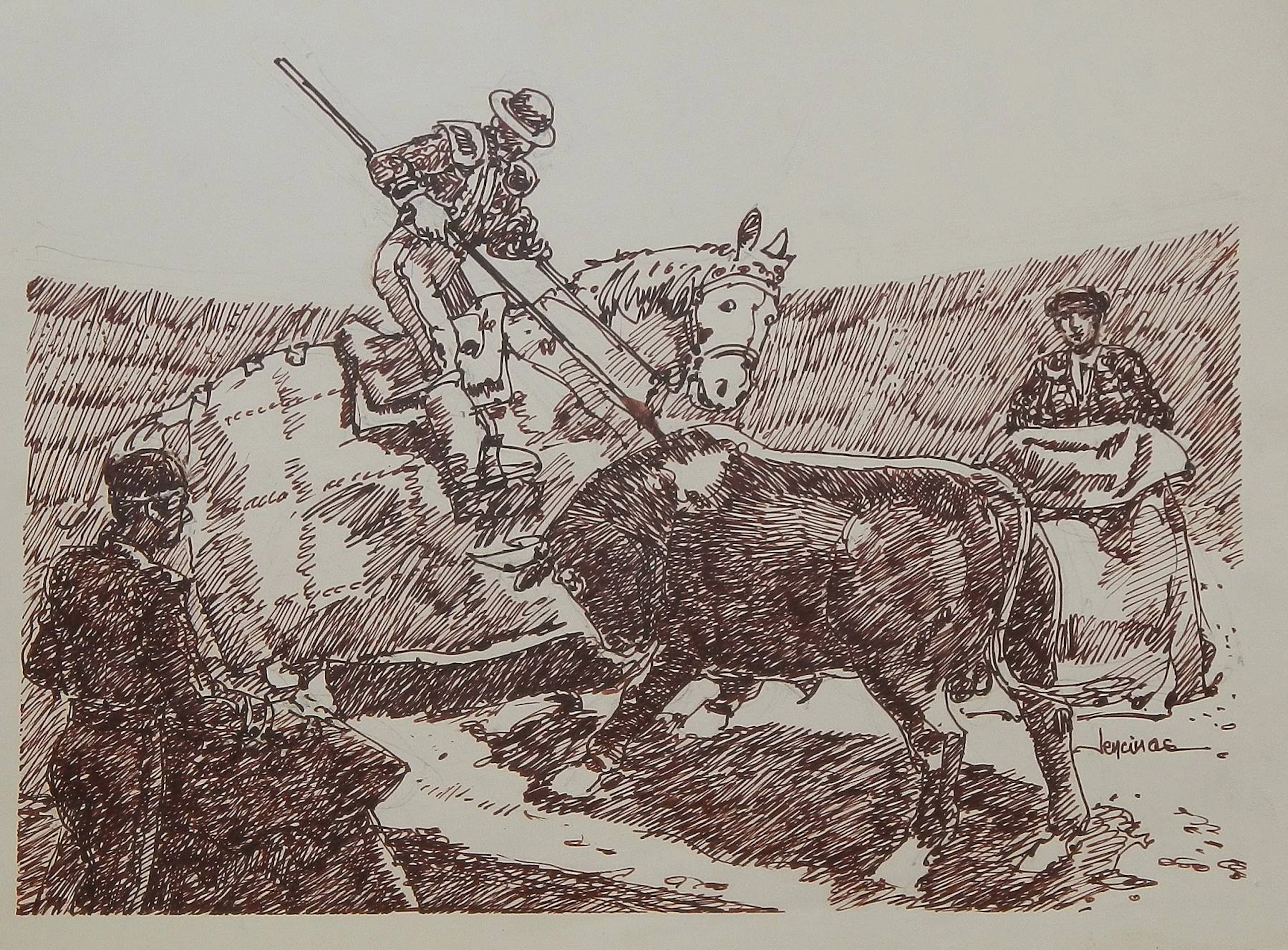Carlos Enrique Lencinas Gómez. Ink on paper. “Picador or lancer and