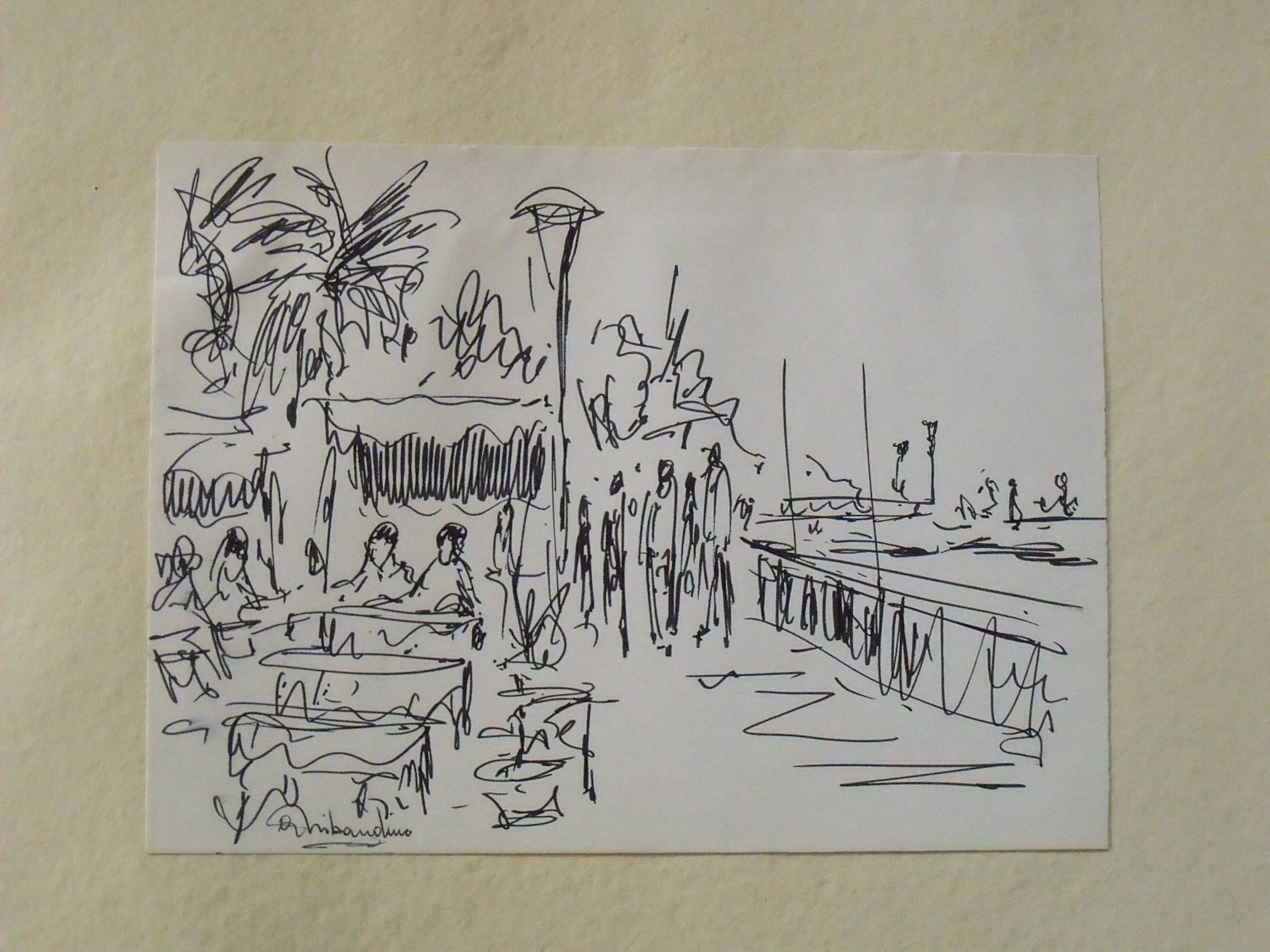 Giuseppe Tribaudino. Drawing or sketch with a marker. "Diano Marina