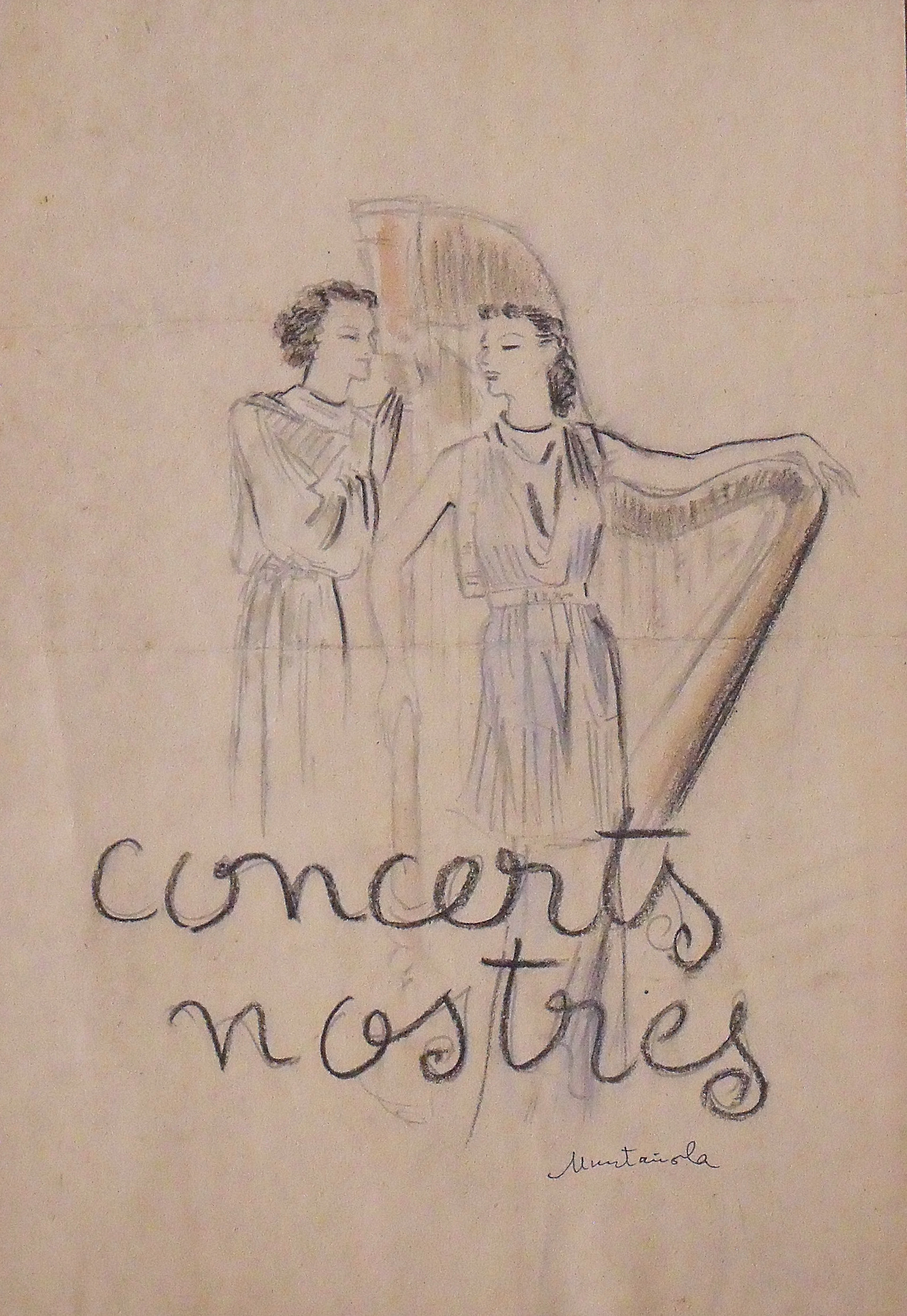 Joaquim Muntañola. I draw pencil and color ”Concerts nostres”. Hand