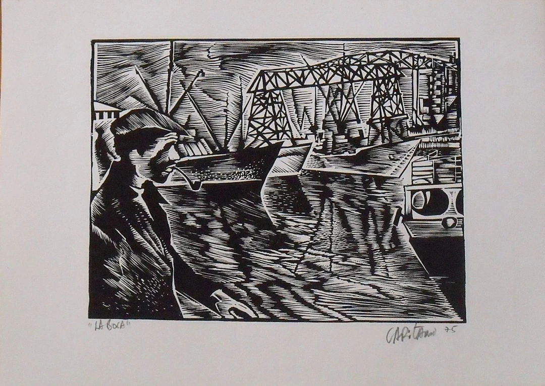 Raúl Capitani. Serigraphy "The mouth". Hand signed. 1975. 23x32 cm.