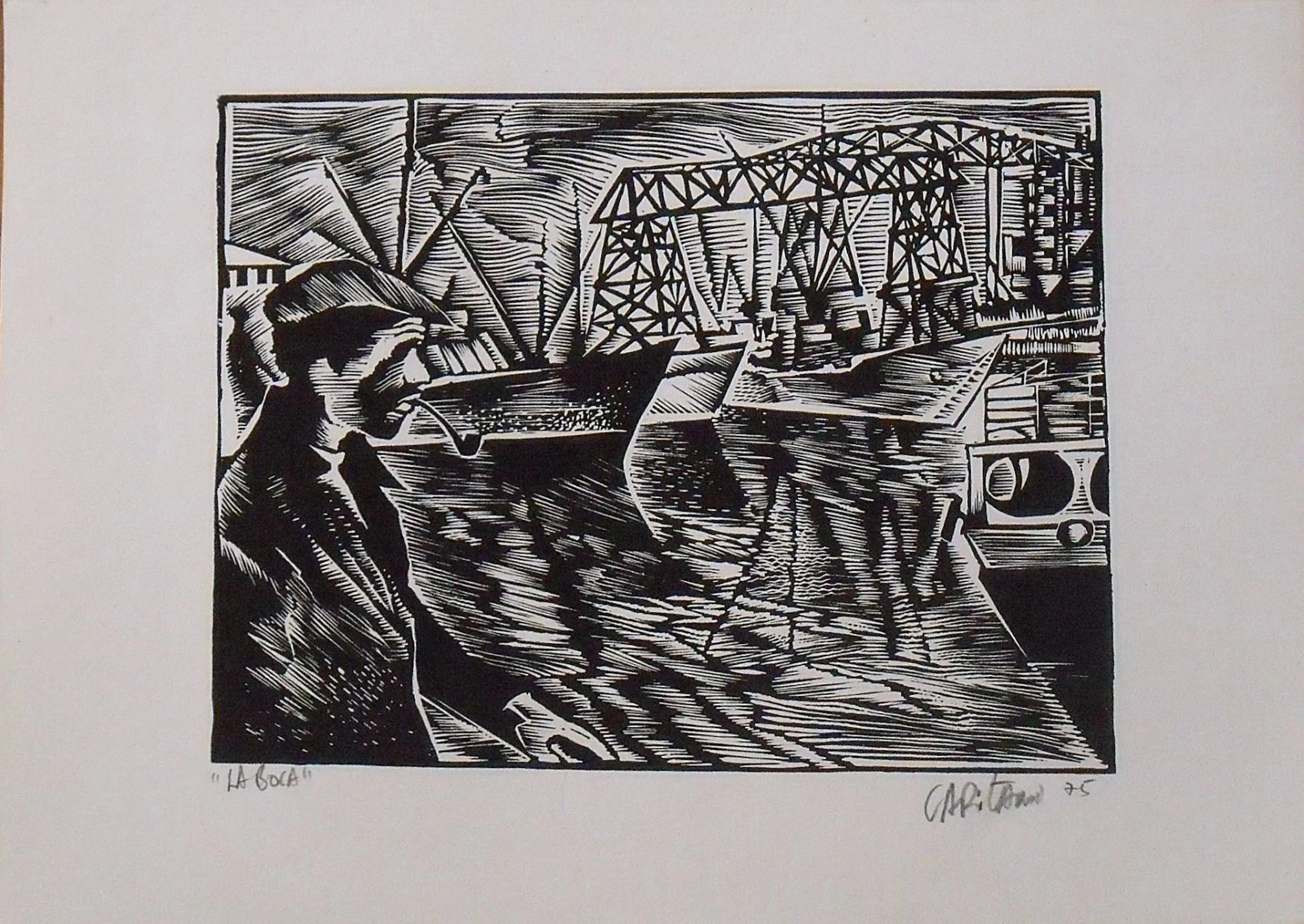 Raúl Capitani. Serigraphy "The mouth". Hand signed. 1975. 23x32 cm.