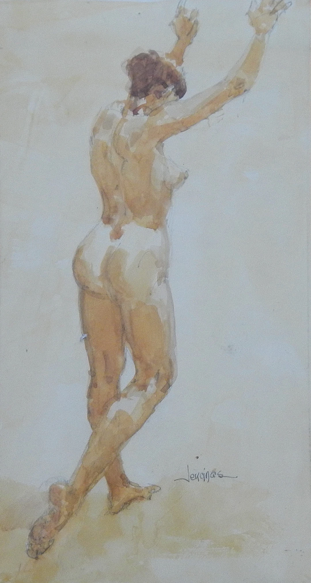 Carlos Enrique Lencinas Gómez. Watercolor on paper. “Female Nude”.