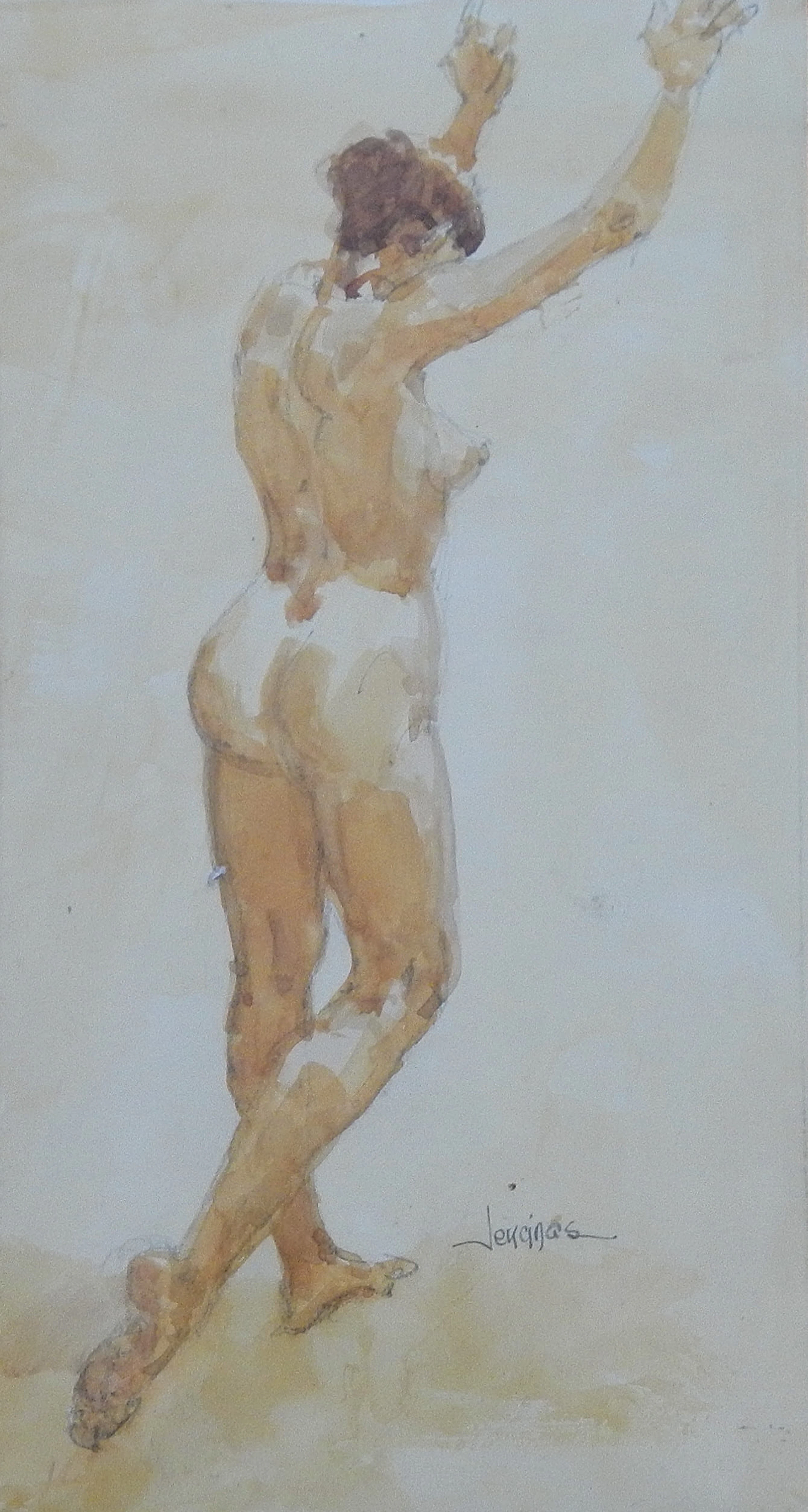 Carlos Enrique Lencinas Gómez. Watercolor on paper. “Female Nude”.