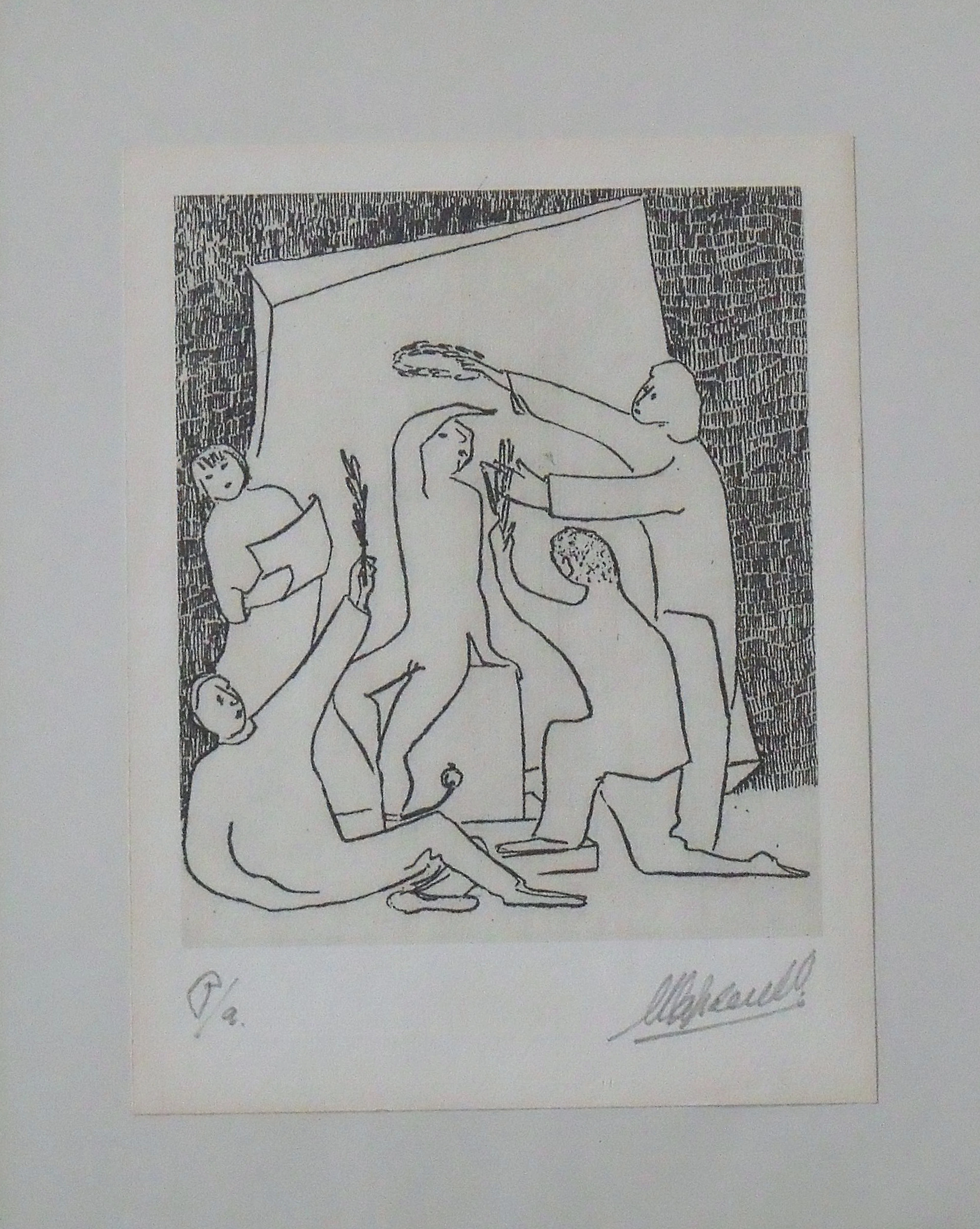 Manuel Capdevila Massana. Engraving "Five Characters." Hand-signed.