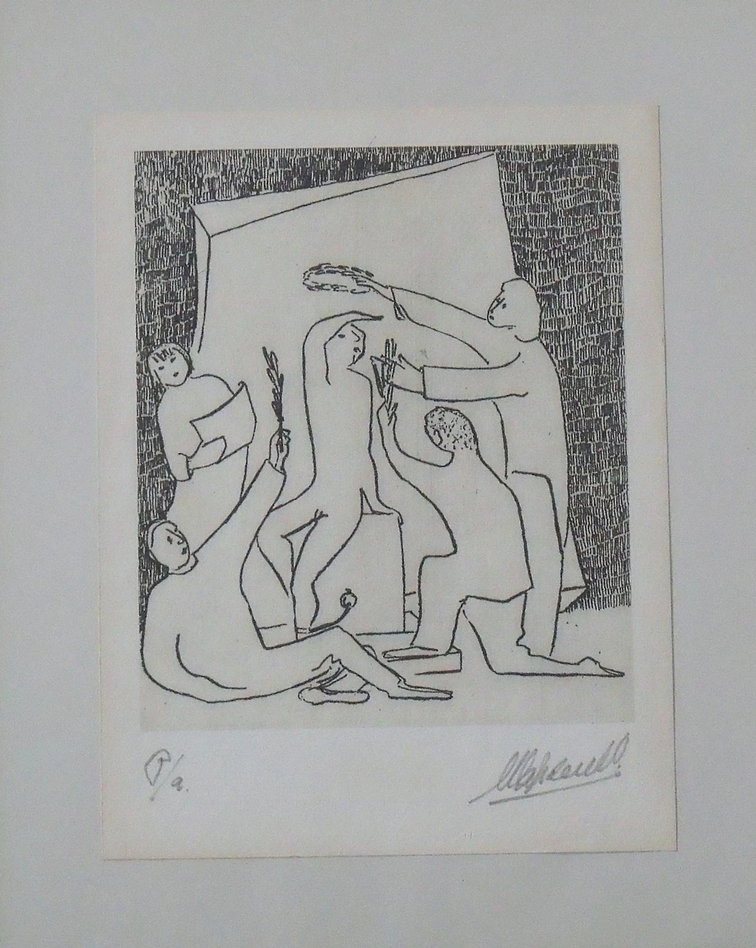 Manuel Capdevila Massana. Engraving "Five Characters." Hand-signed.