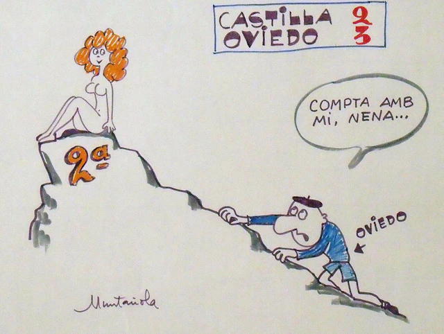 Joaquim Muntañola. Marker drawing “Castilla 2 Oviedo 3”. Hand signed.