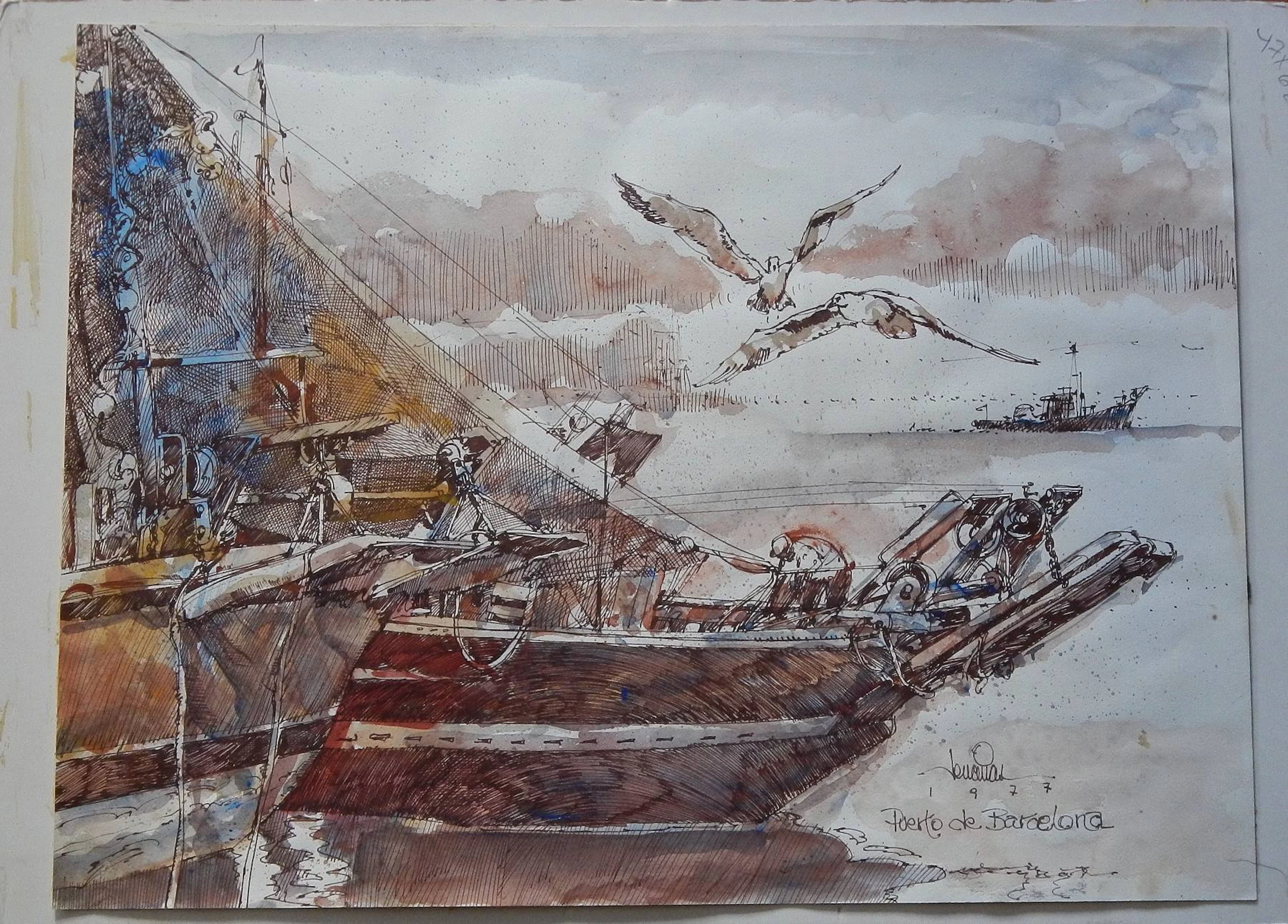 Carlos Enrique Lencinas Gómez (1937-2018). Watercolor and ink on paper.