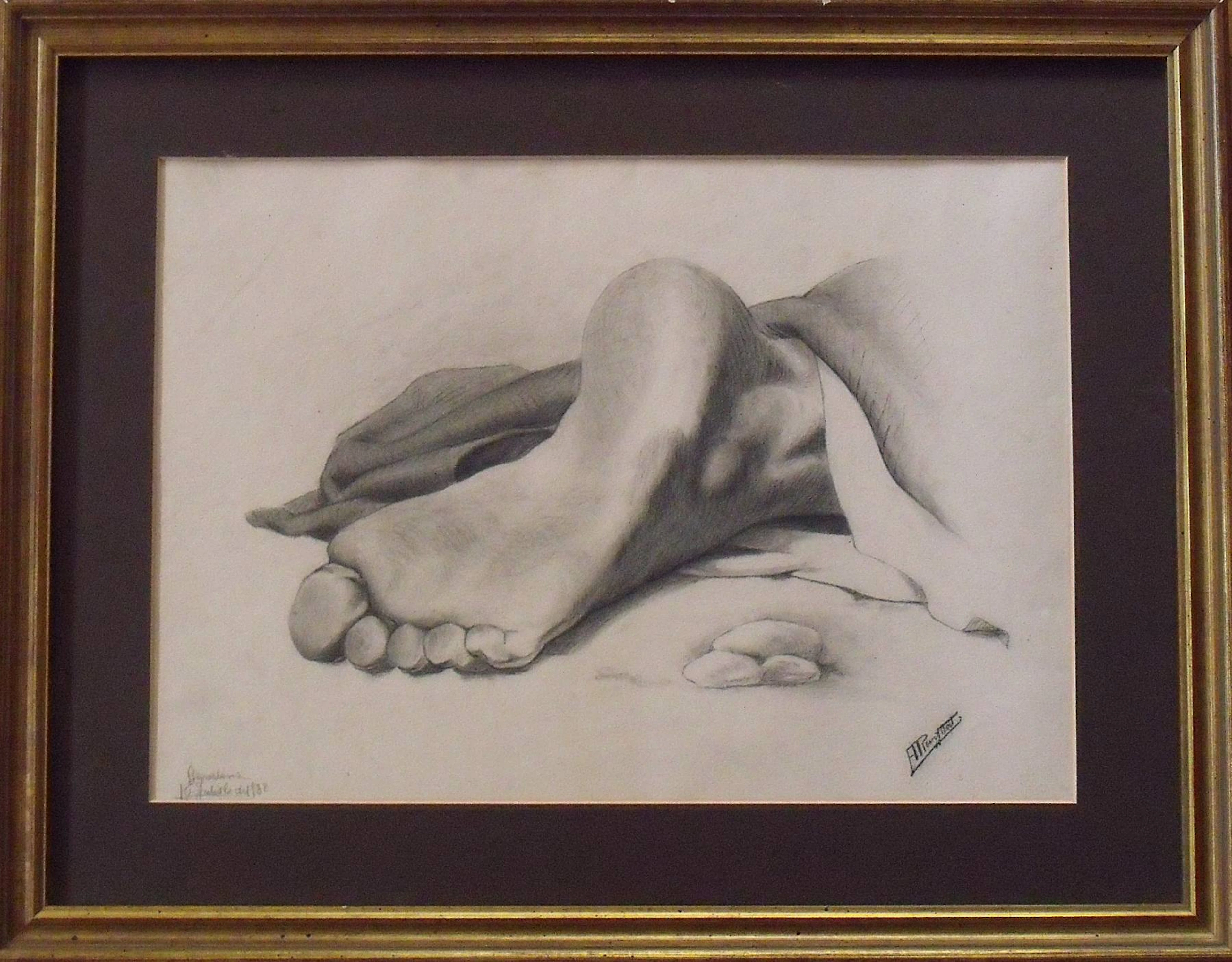 Alfred Revetllat Fosch. Pencil drawing "Feet". Hand signed. Dated