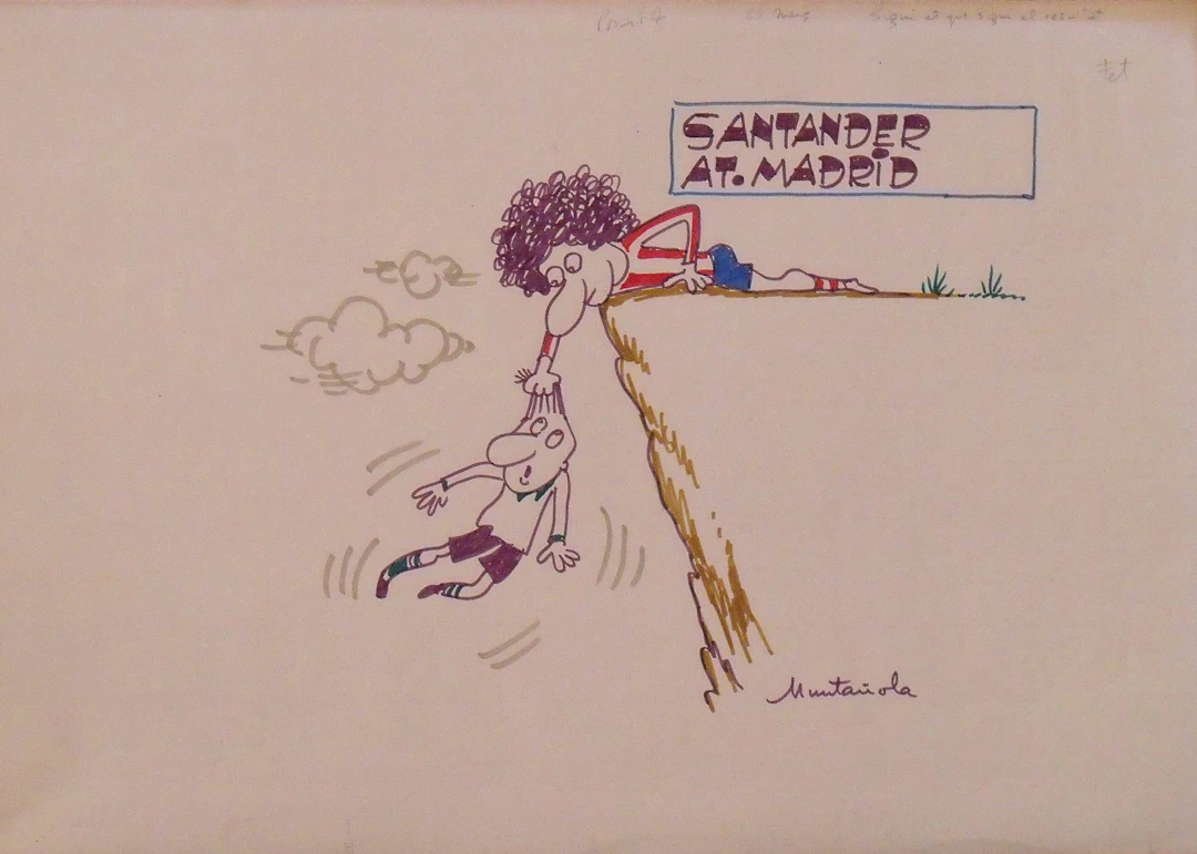Joaquim Muntañola. Marker drawing “Santander At. Madrid”. Hand-signed.