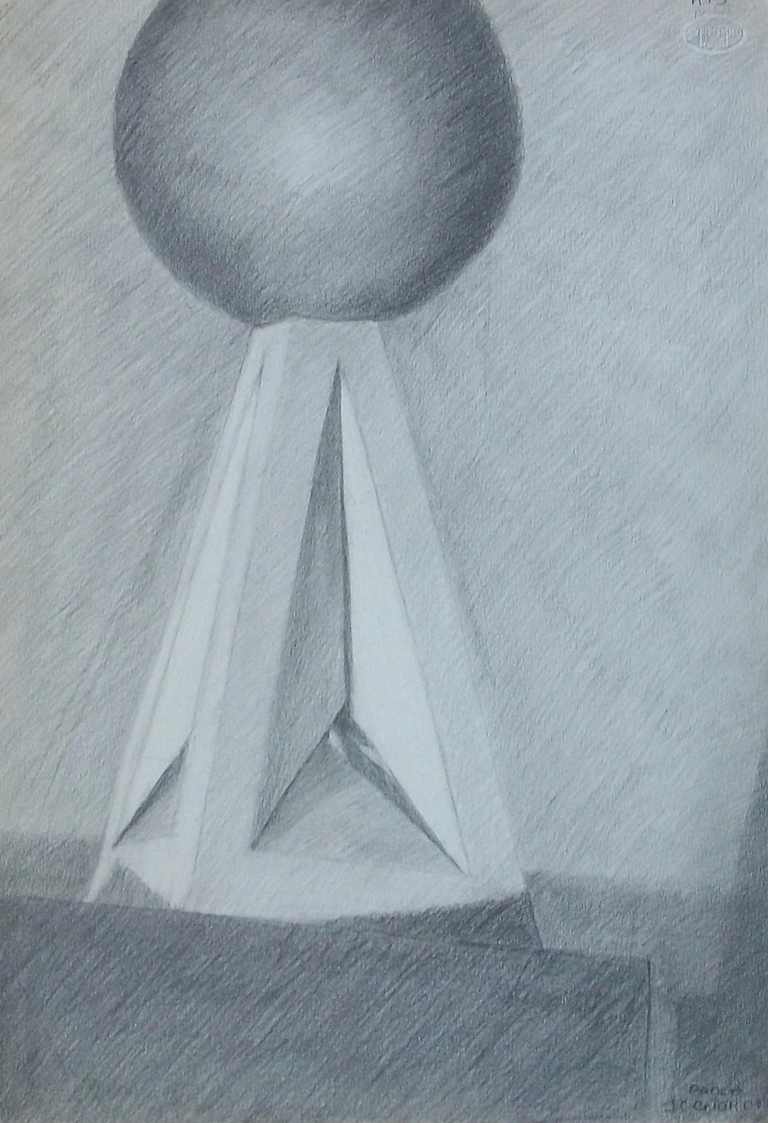 Paola Giordano. Pencil drawing on paper. "Geometric structure with