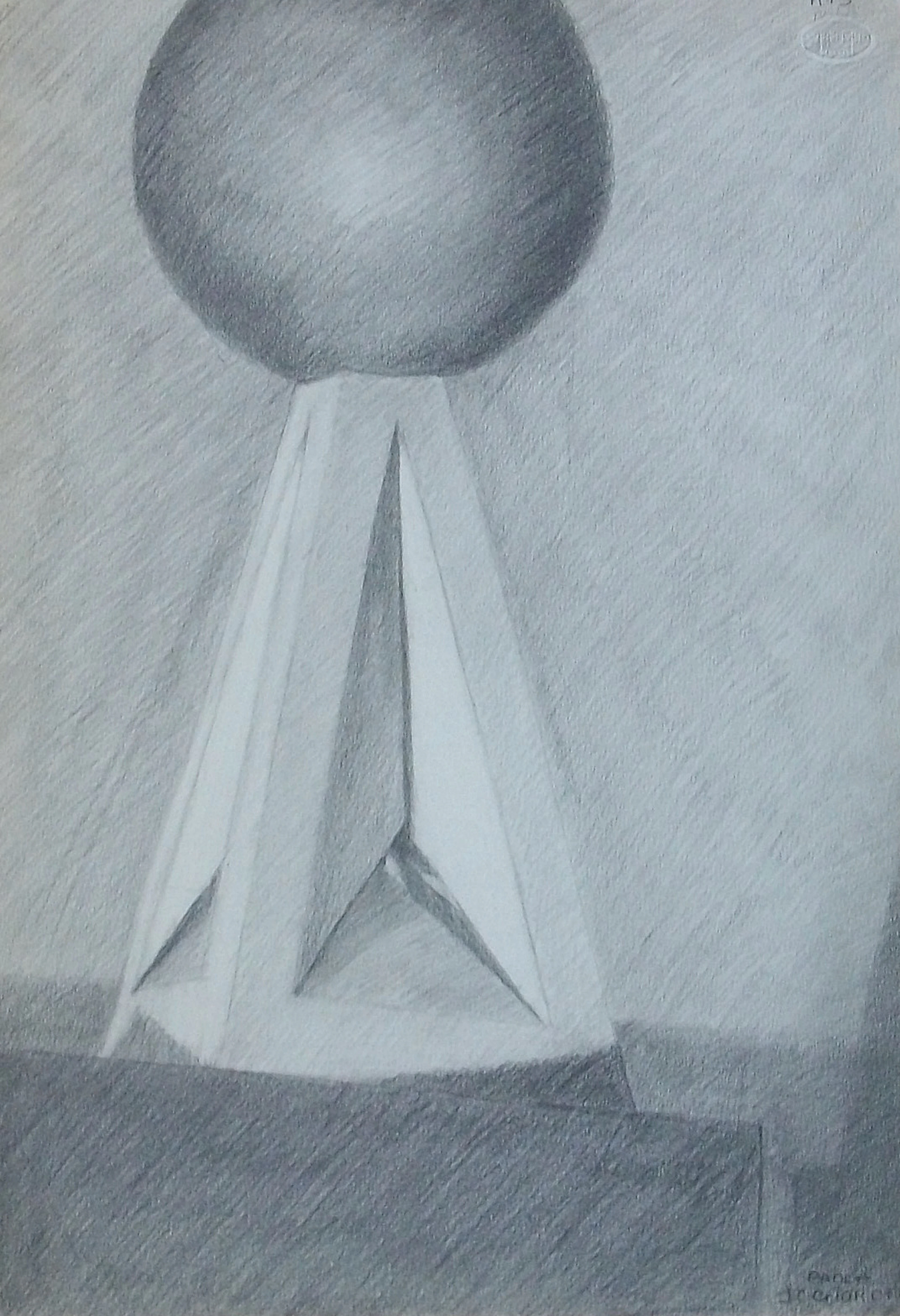 Paola Giordano. Pencil drawing on paper. "Geometric structure with