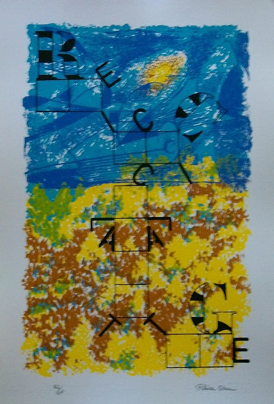 José Antonio Peláez Ochoa. Serigraph "Reciclatge". "Recycling". Hand-signed.