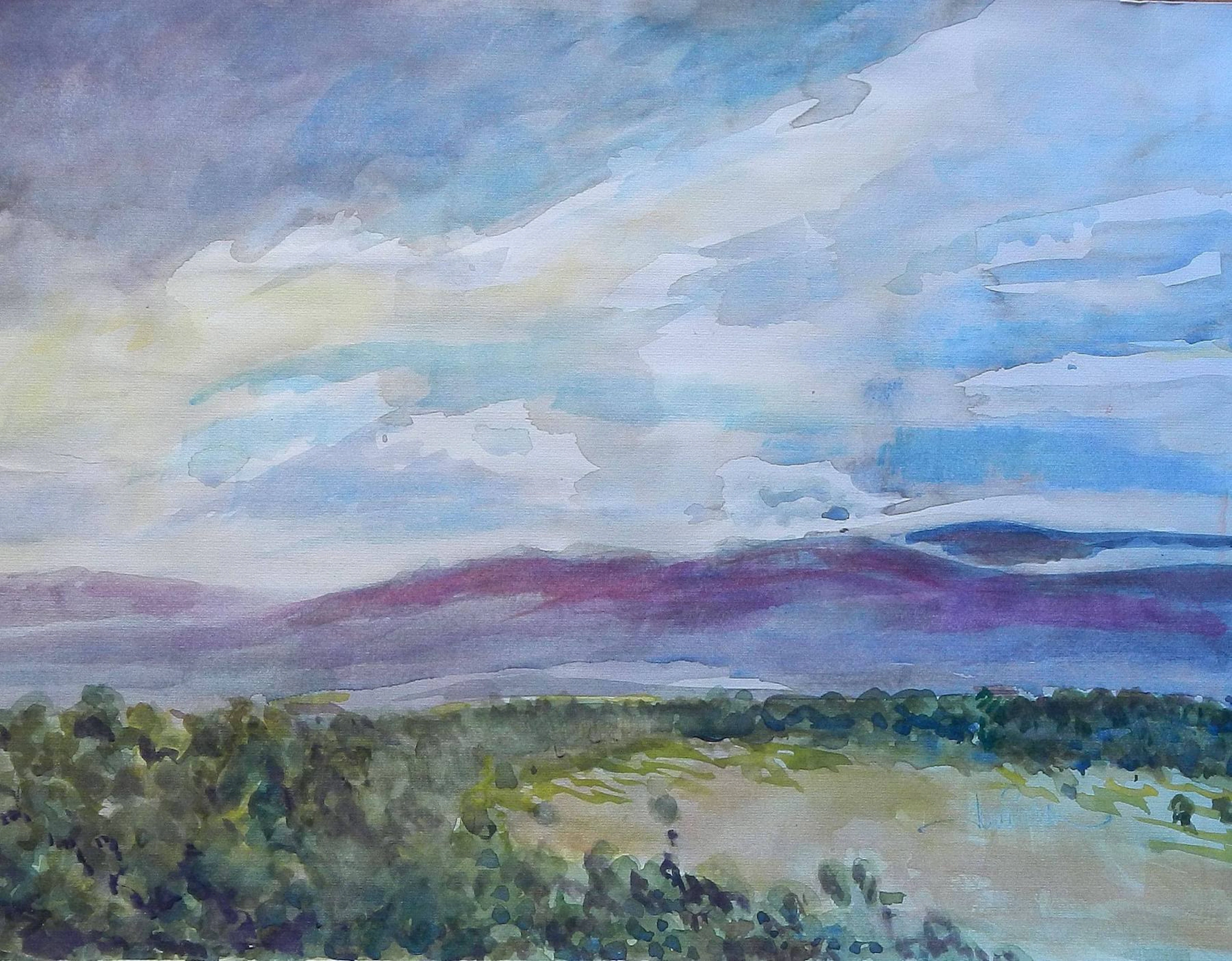 Carlos Enrique Lencinas Gómez. Watercolor on paper. “Rural landscape