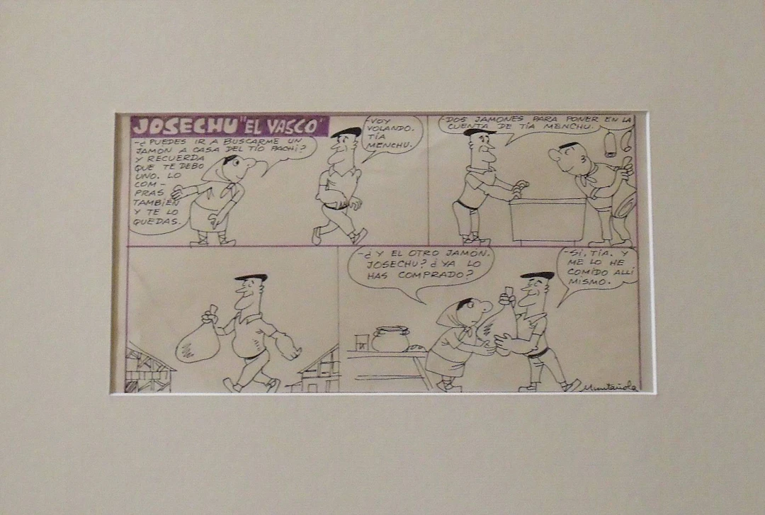 Joaquim Muntañola. Ink drawing. Vignette "Josechu the Basque”. Hand-signed.