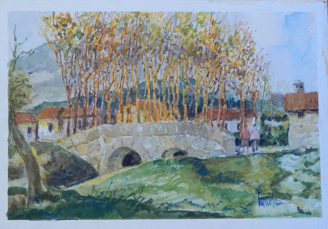 Carlos Enrique Lencinas Gómez. Watercolor on paper. “Roman Village