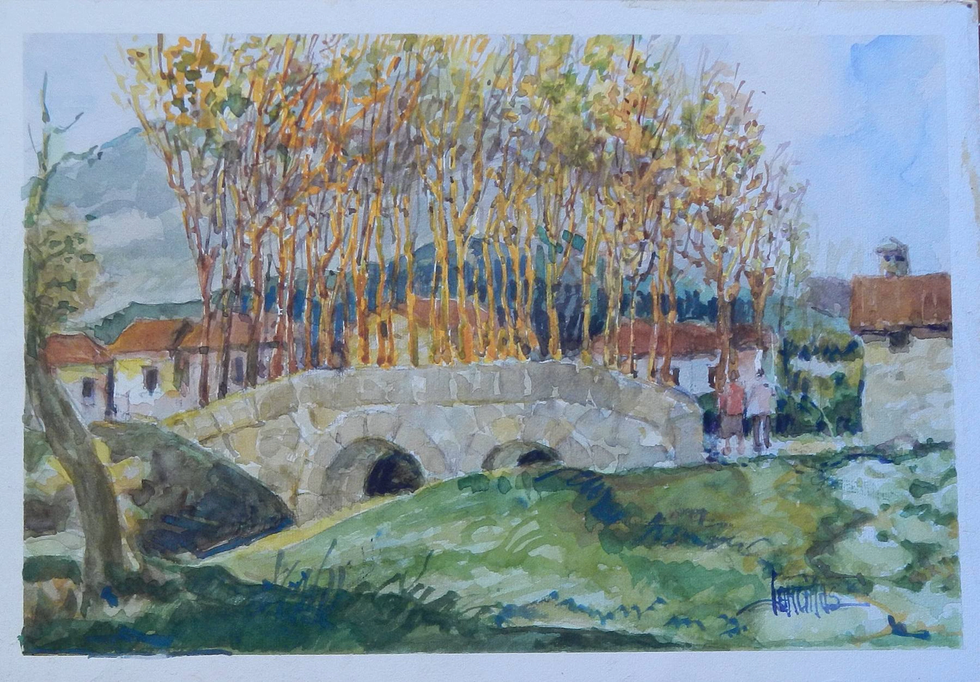 Carlos Enrique Lencinas Gómez. Watercolor on paper. “Roman Village