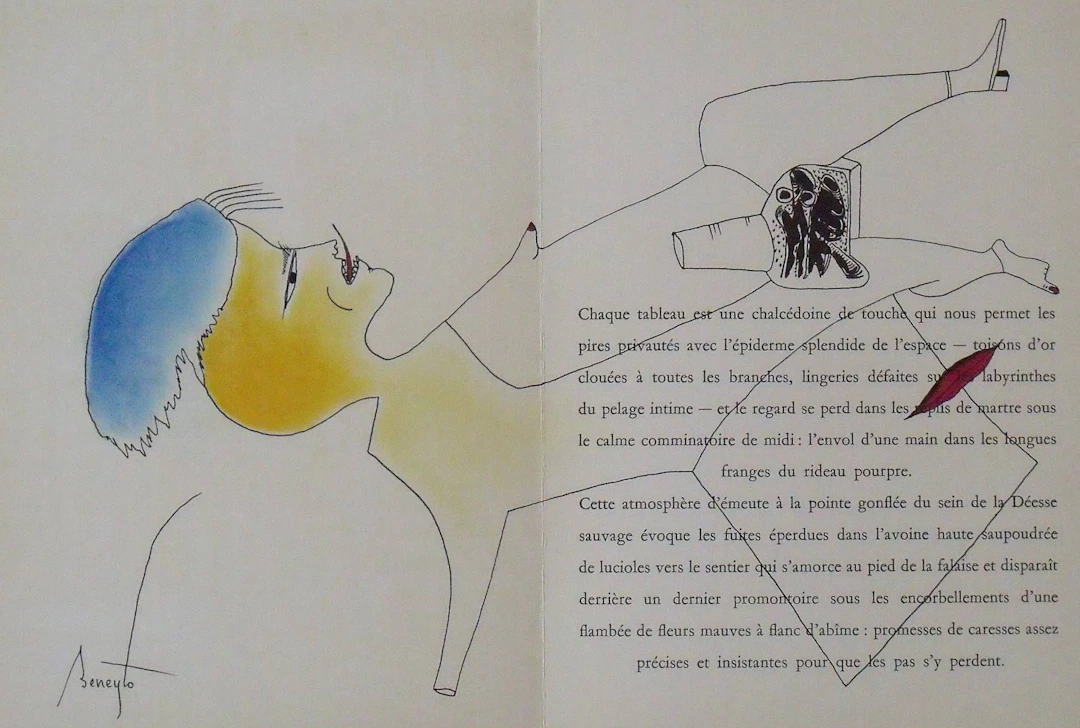 Antonio Beneyto. Ink and color drawing on paper. Surrealism. Hand