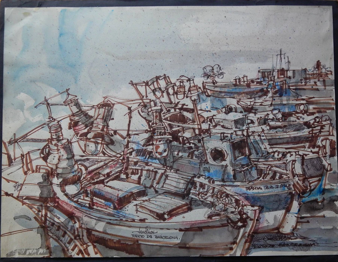Carlos Enrique Lencinas Gómez (1937-2018). Watercolor and ink on paper.